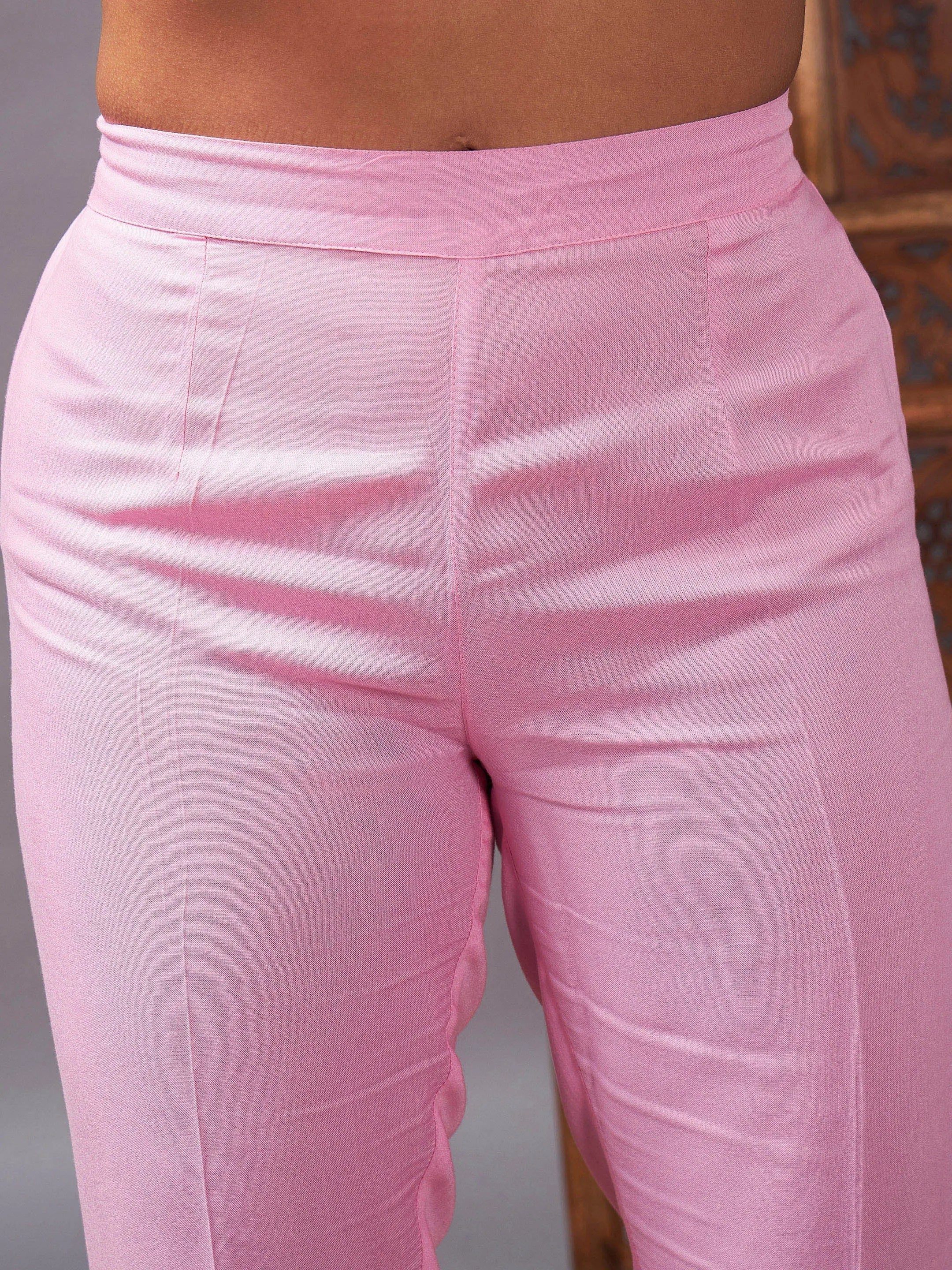 Pink Kurta Set with Lehariya Dupatta | Women's Indian Kurta Sets