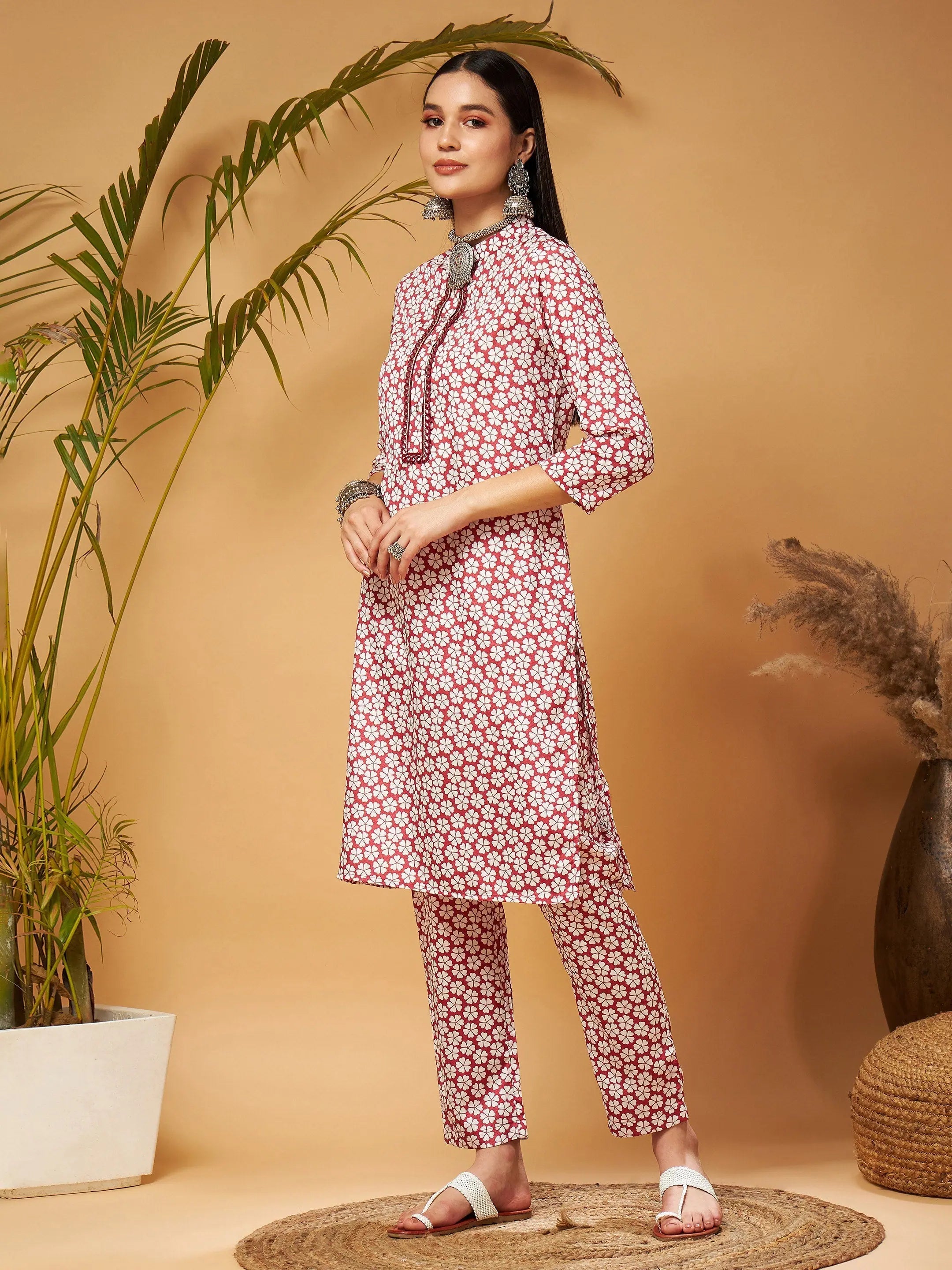 White Floral Kurta With Pants | Women's Designer Kurta Sets