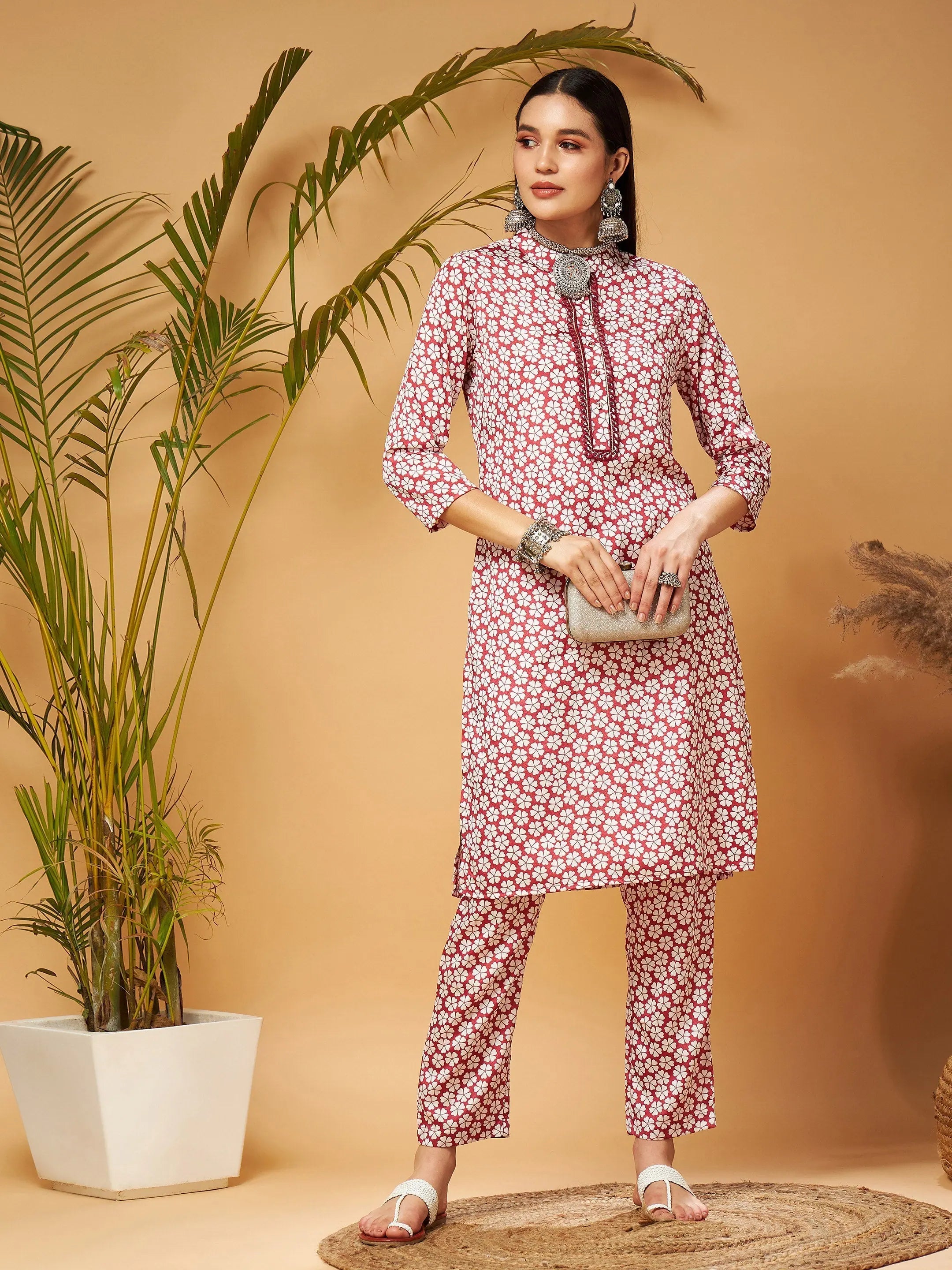 White Floral Kurta With Pants | Women's Designer Kurta Sets
