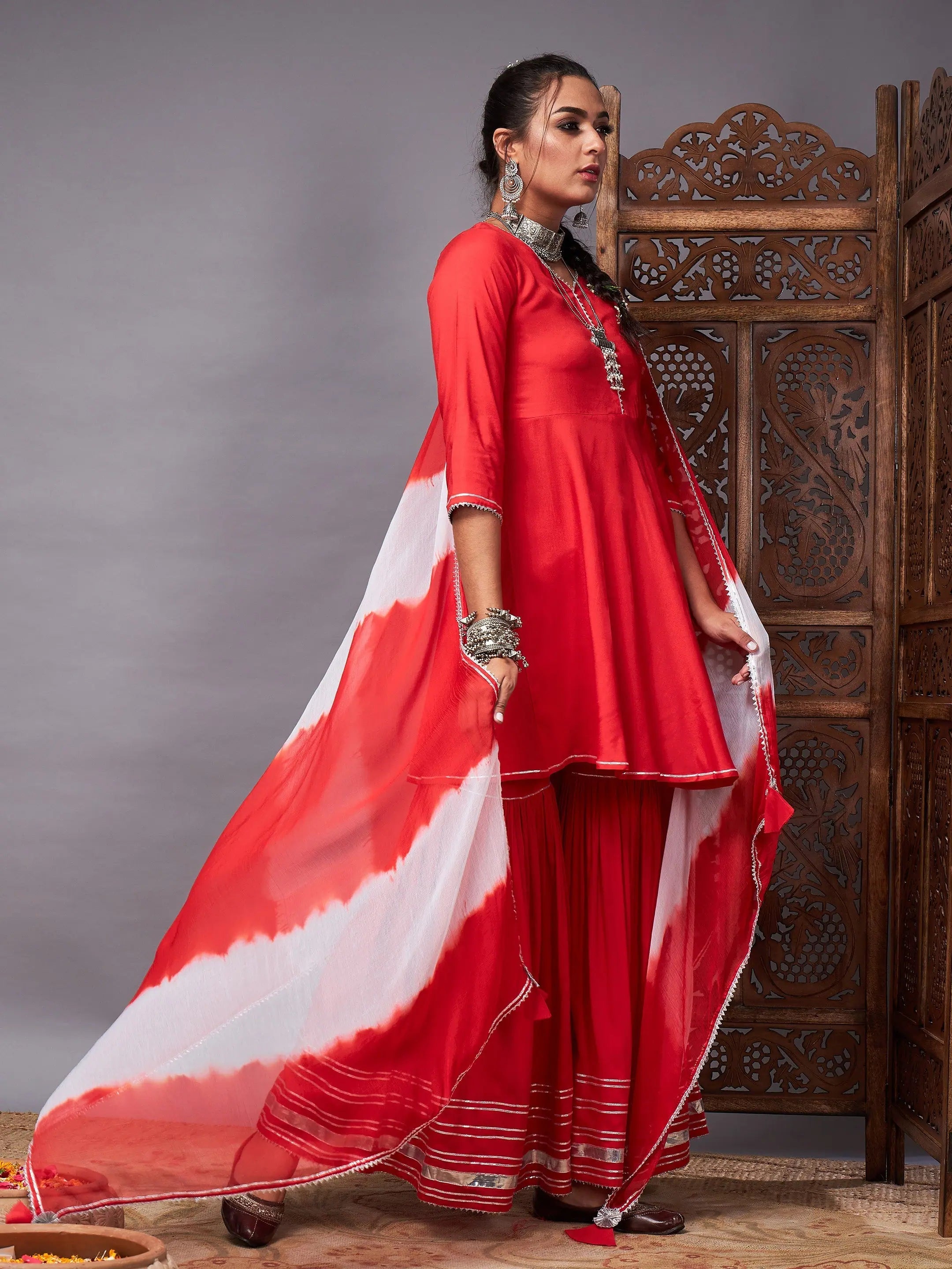 Red Kurta Sharara Suits Set | Designer Sharara Set for Women