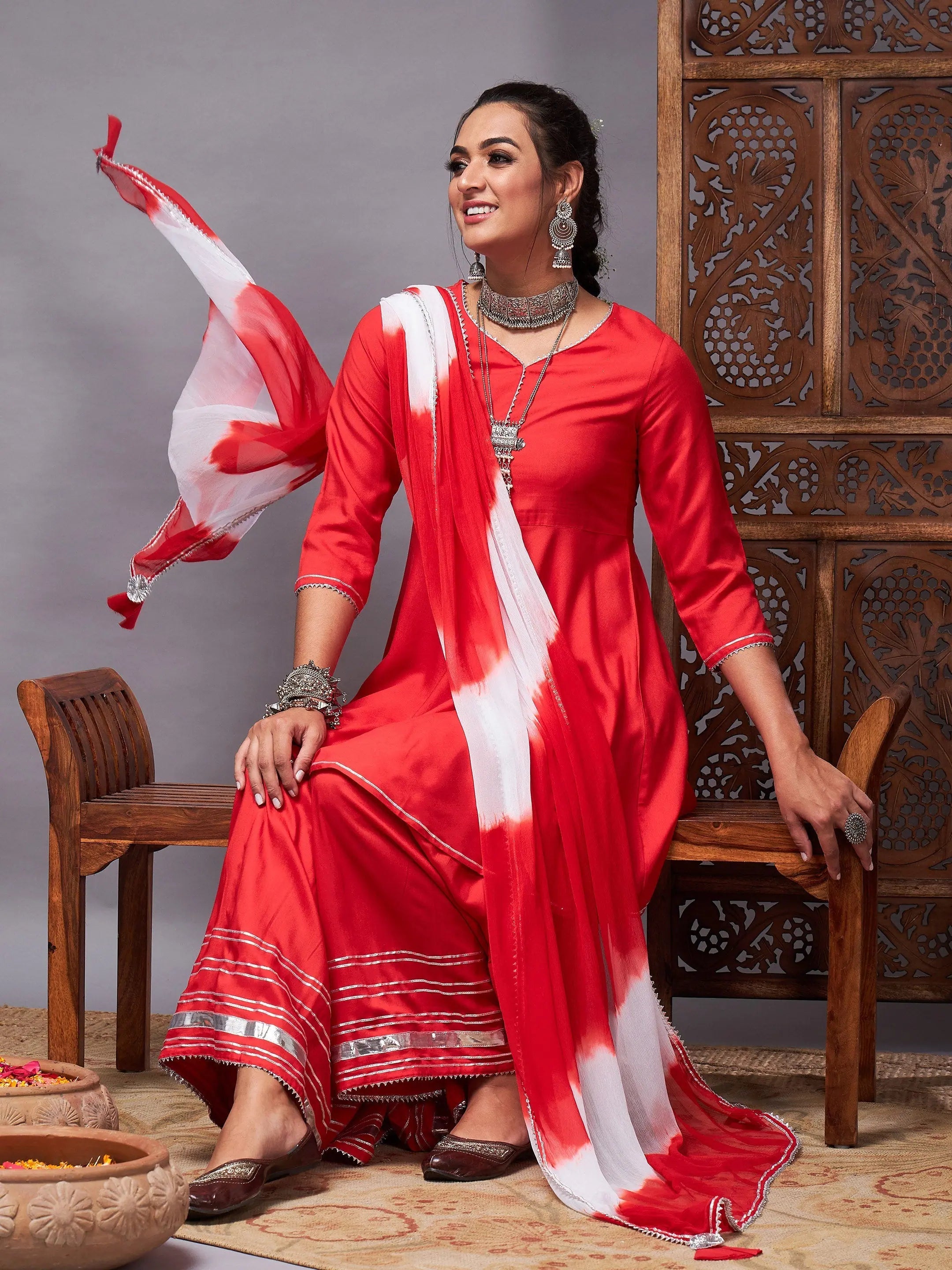 Red Kurta Sharara Suits Set | Designer Sharara Set for Women