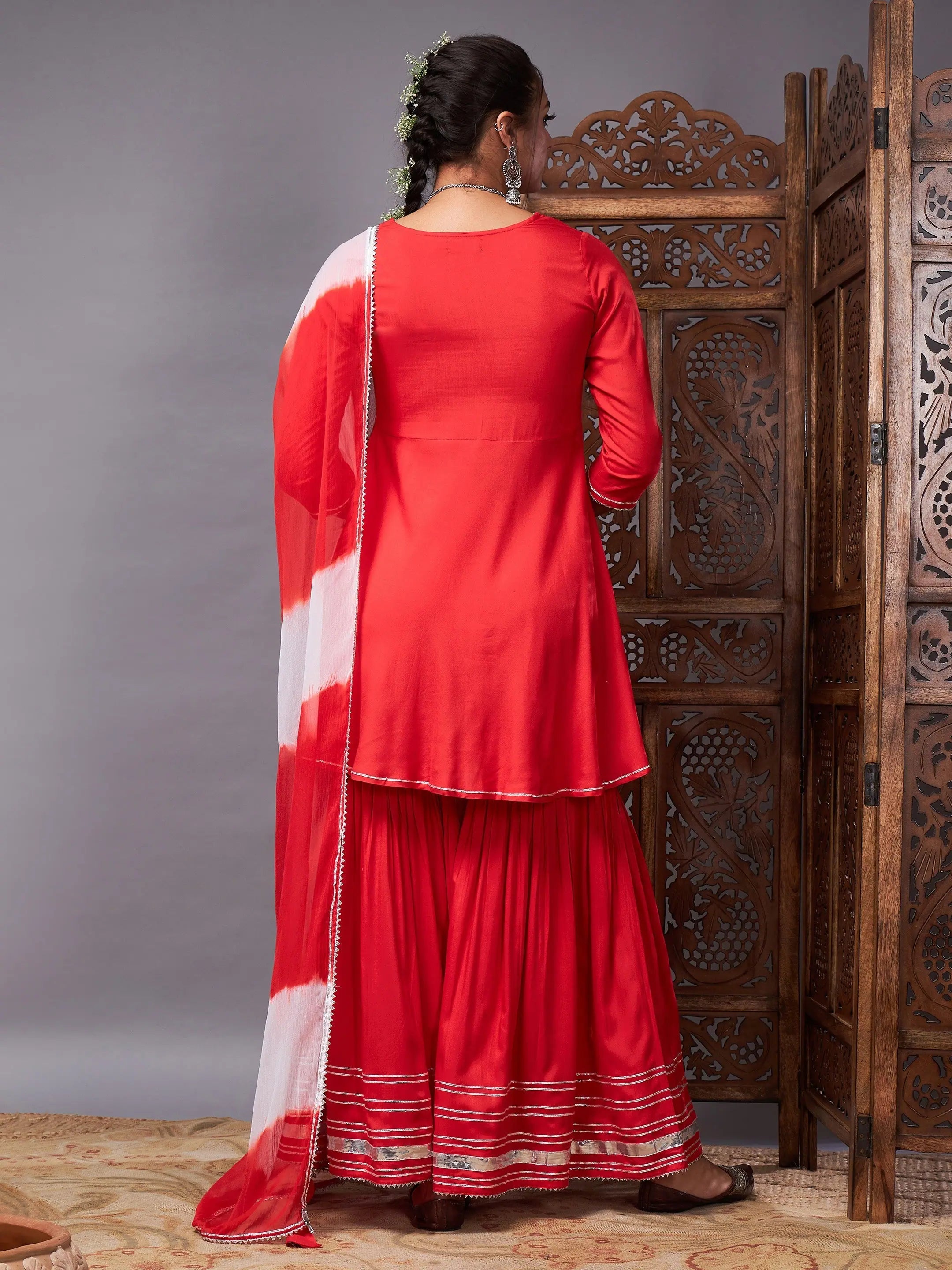 Red Kurta Sharara Suits Set | Designer Sharara Set for Women