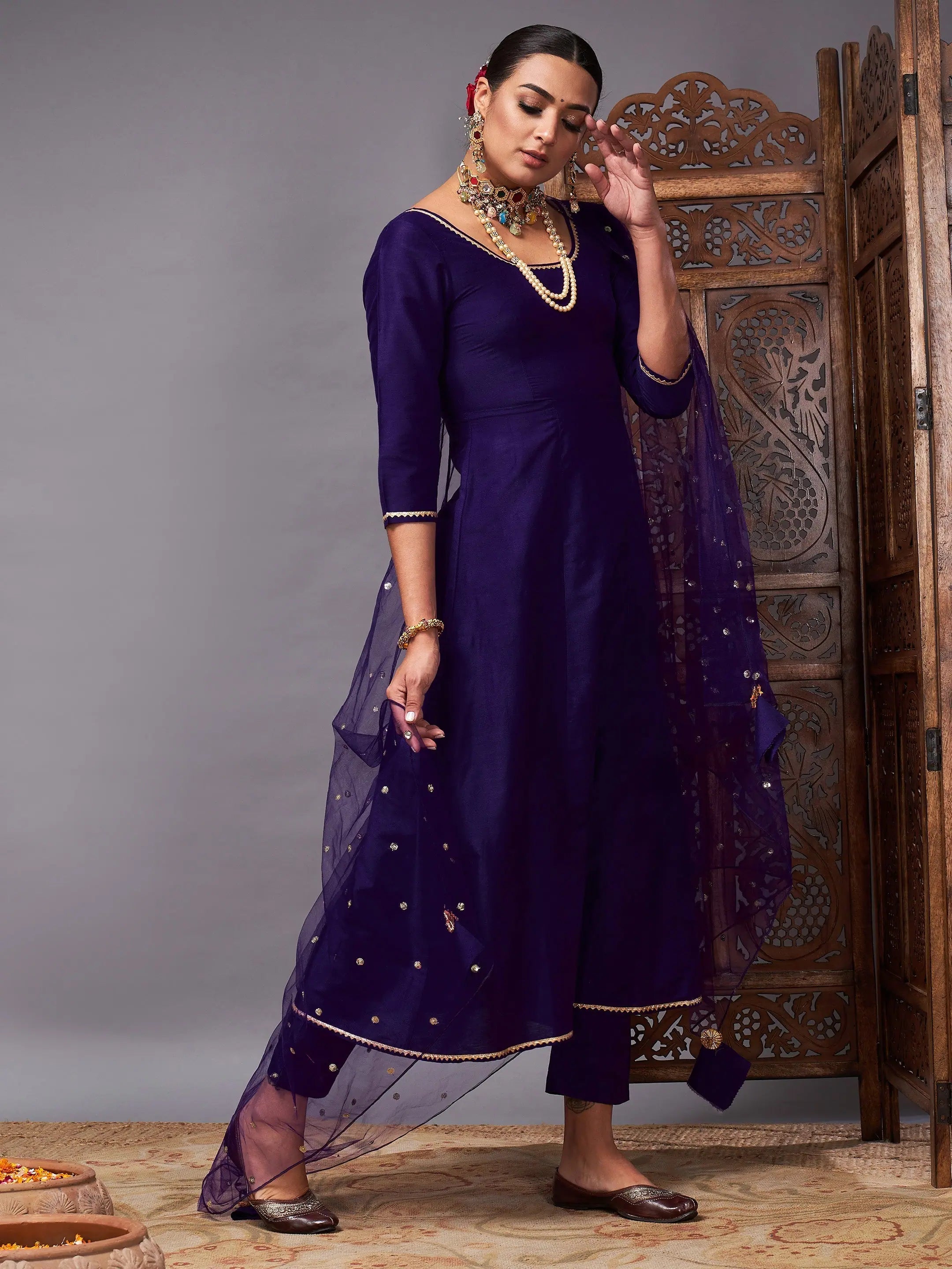 Purple Kurta Set with Dupatta | Women's Indian Kurta Sets