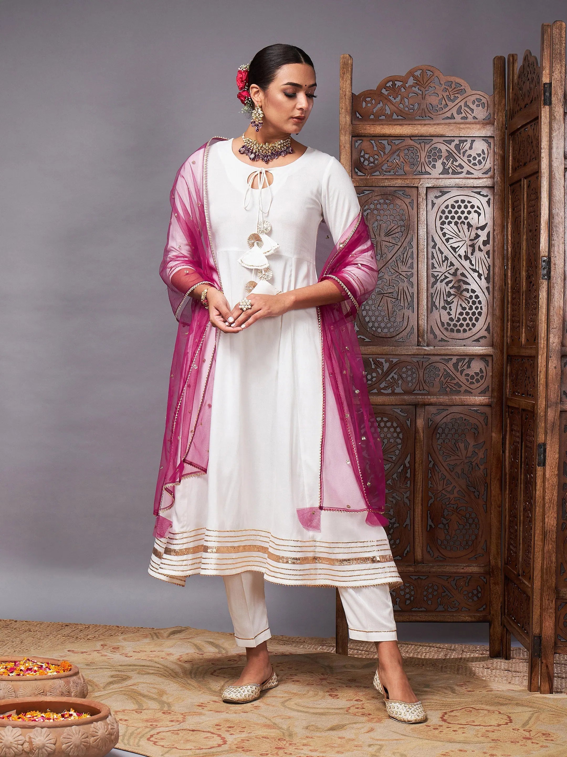 Off White Kurta Set | Designer Kurta Set With Dupatta