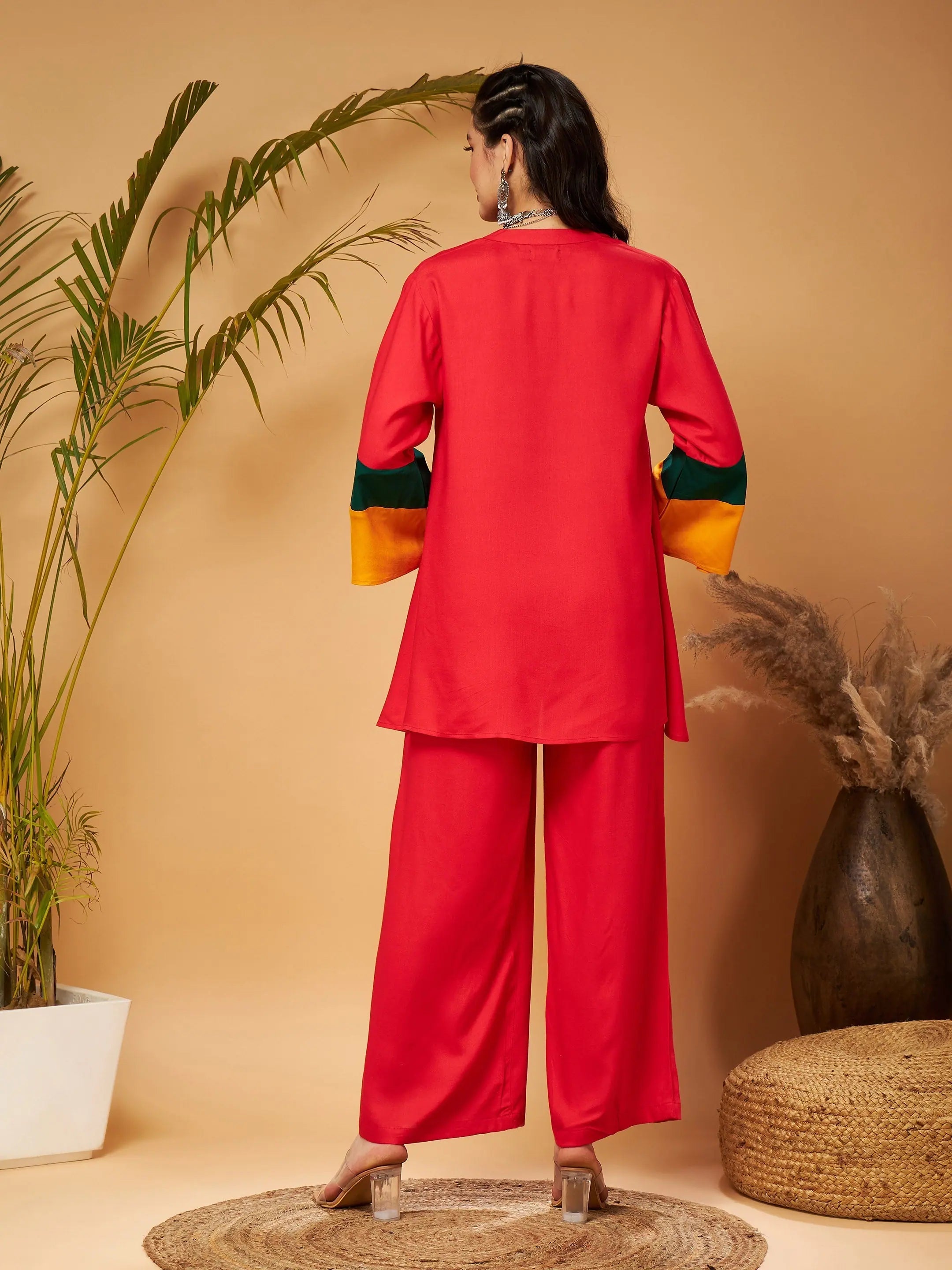 Red Flared Sleeve Top & Palazzos | Women's Western Clothing