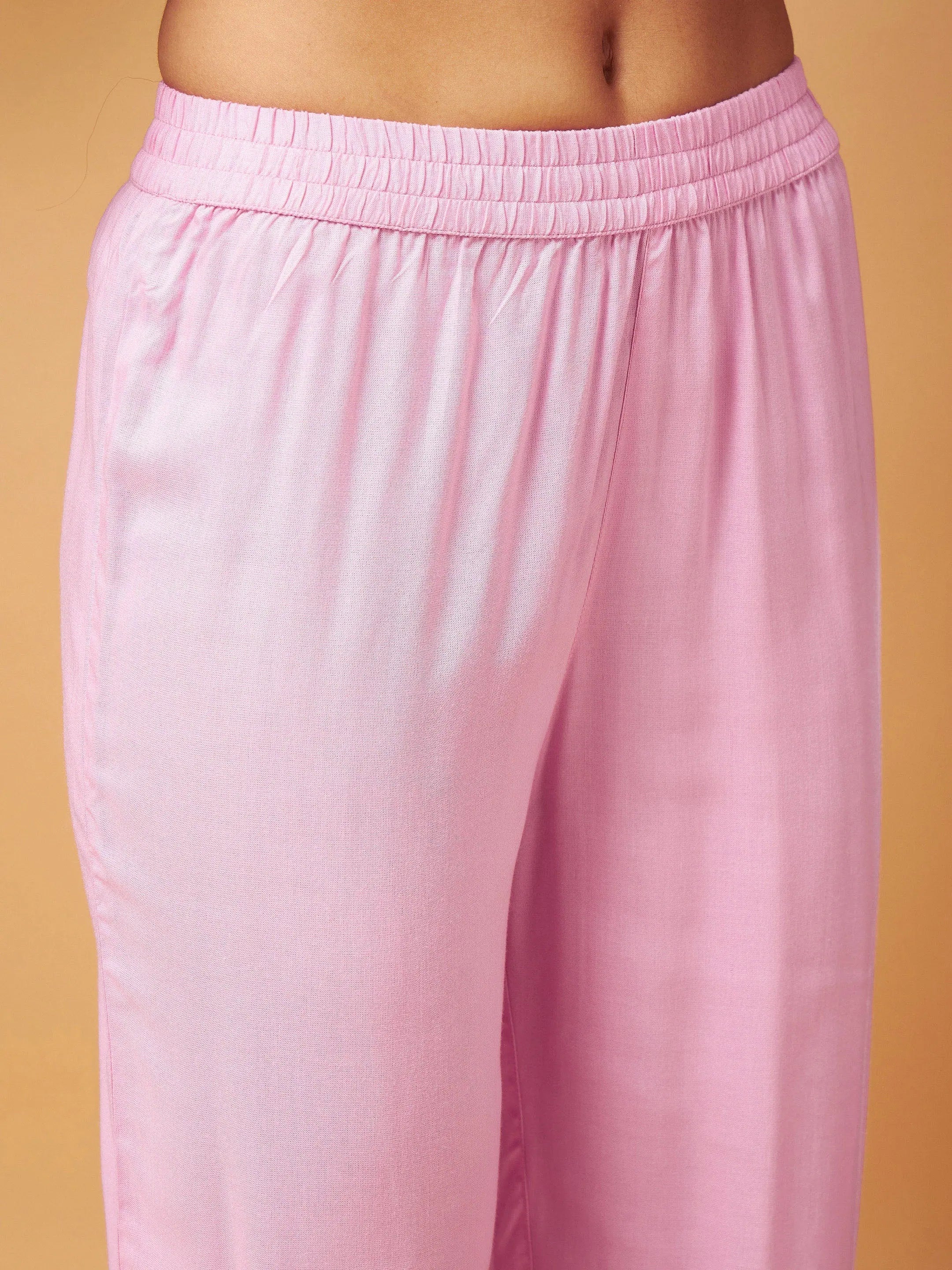 Pink Zari Embroidered Top With Palazzos - Festive Lehenga Choli