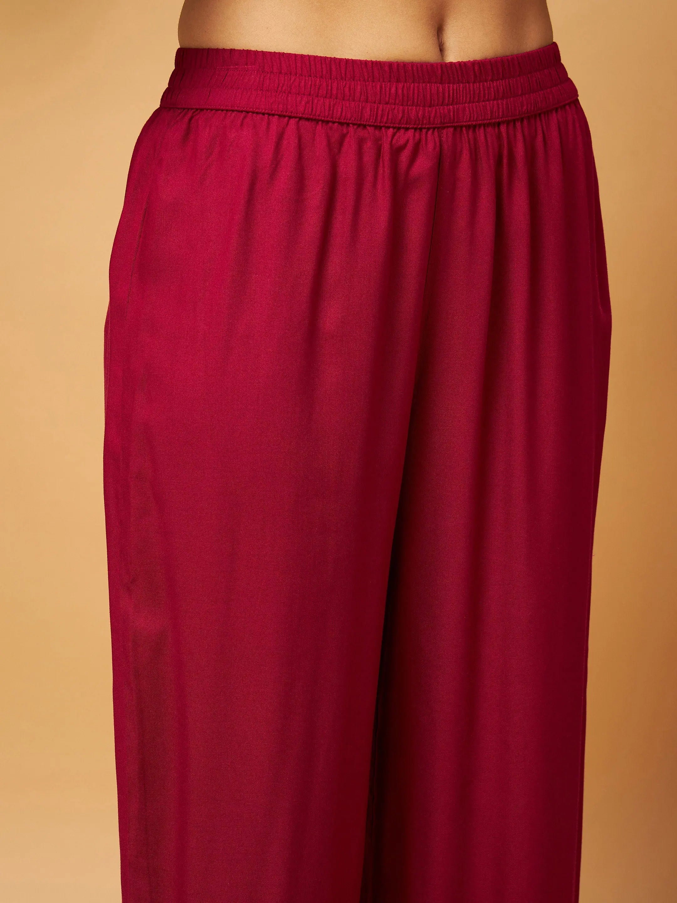 Burgundy Mirror Embroidered Top & Palazzos | Western Outfits