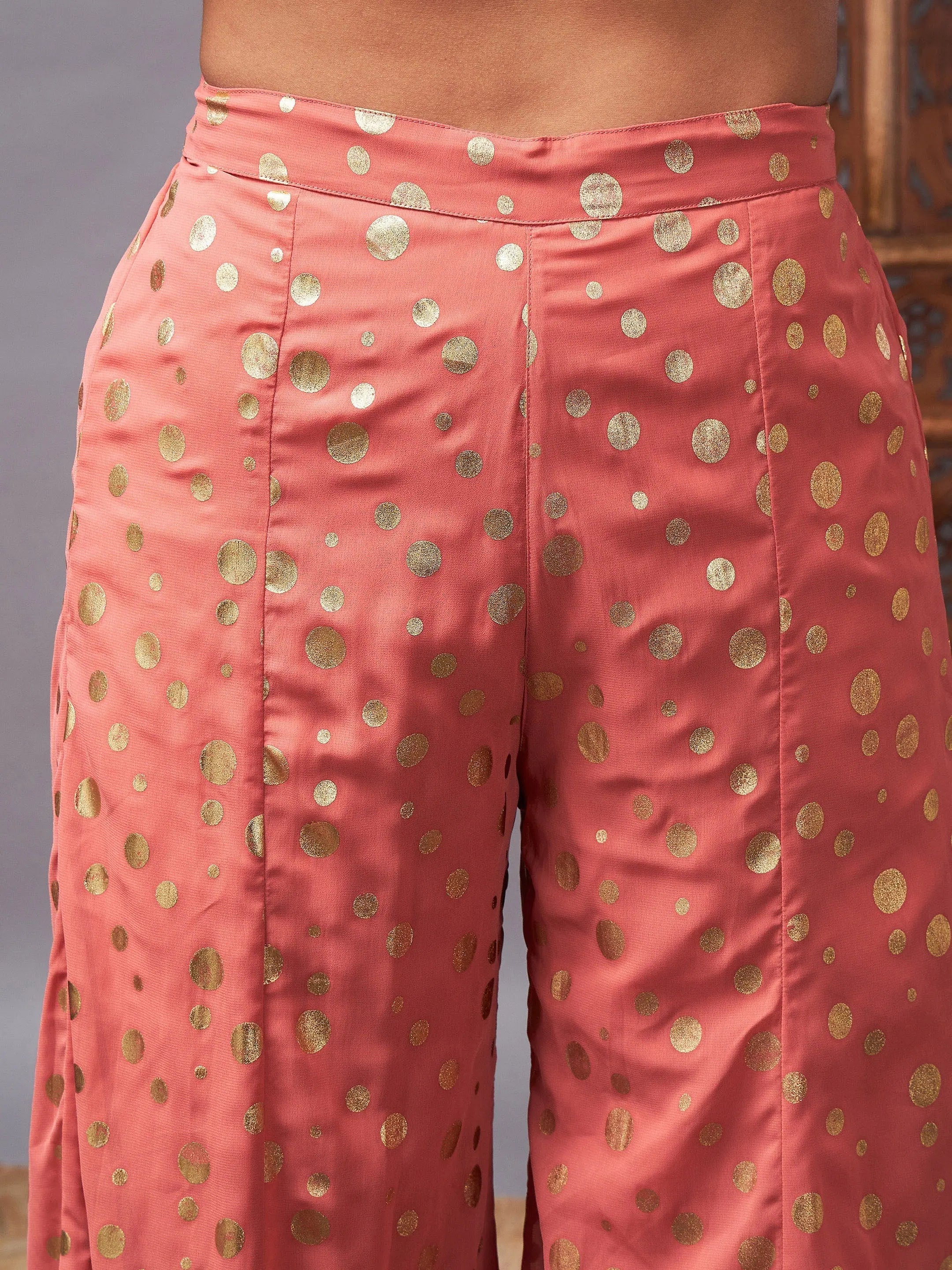 Rust Embroidered Kurta Palazzo Set | Women's Festive Style