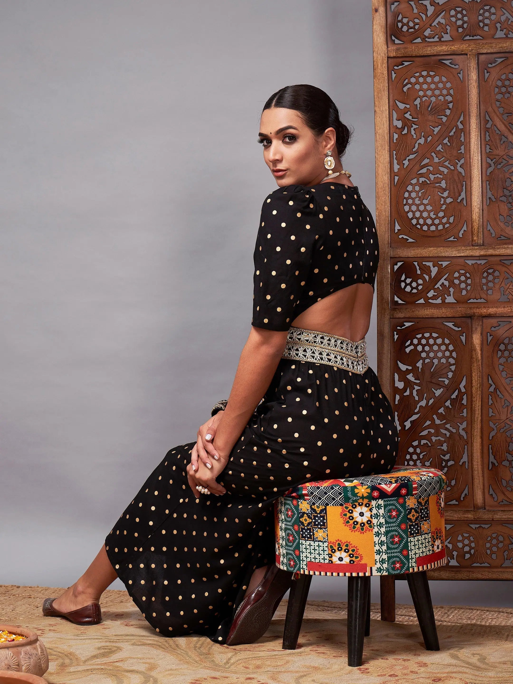 Black Printed Jumpsuit | Women's Maxi Length Jumpsuit & Sets