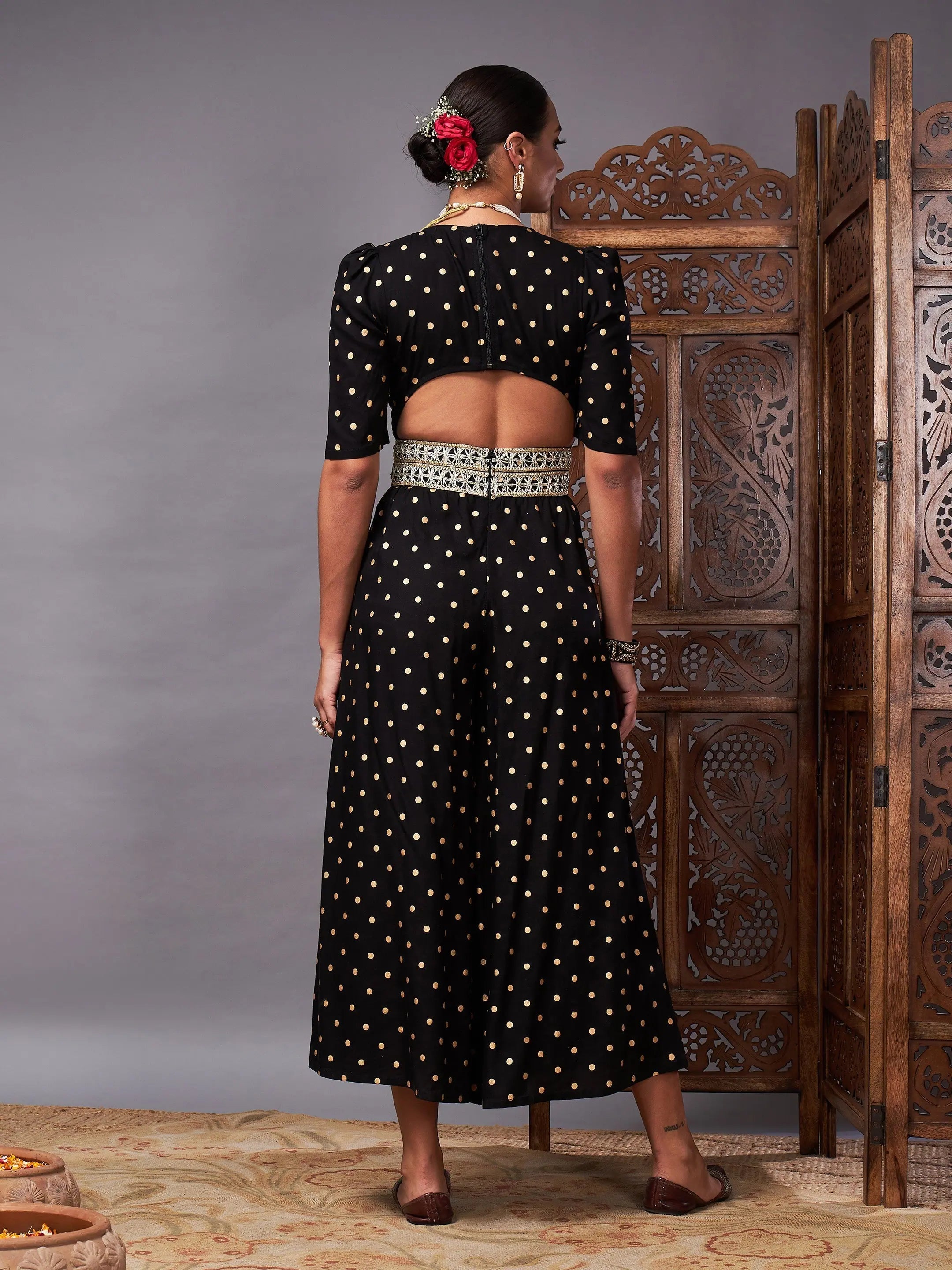 Black Printed Jumpsuit | Women's Maxi Length Jumpsuit & Sets