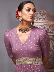 Women Printed Standard Purple Jumpsuits & Sets