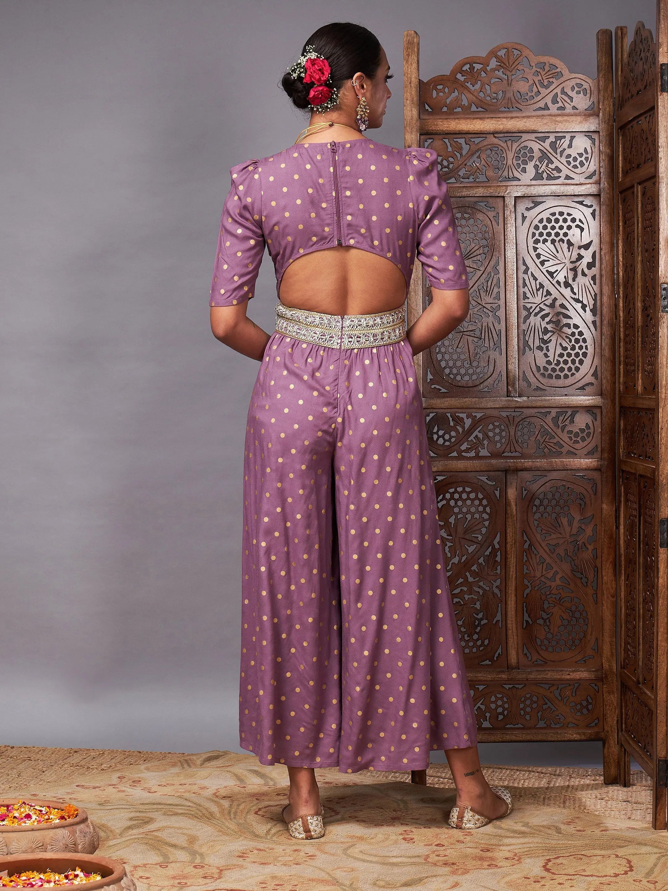 Women's Printed Jumpsuit | Party Wear Lehenga Style