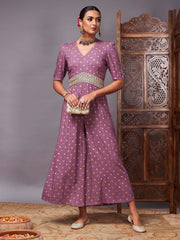 Women Printed Standard Purple Jumpsuits & Sets