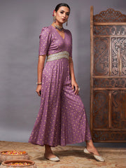 Women Printed Standard Purple Jumpsuits & Sets