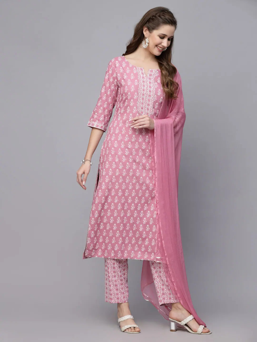 Floral Print Kurta Set with Dupatta | Women's Rayon Kurta Sets