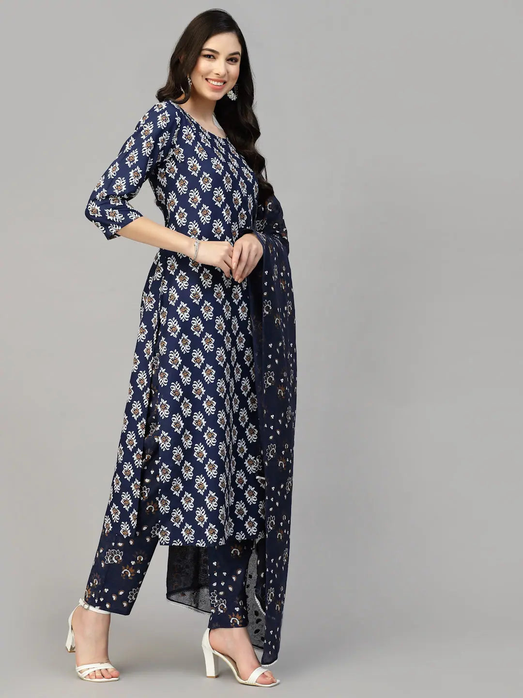 Printed Rayon Kurta Set with Dupatta | Indian Kurta Sets Collection