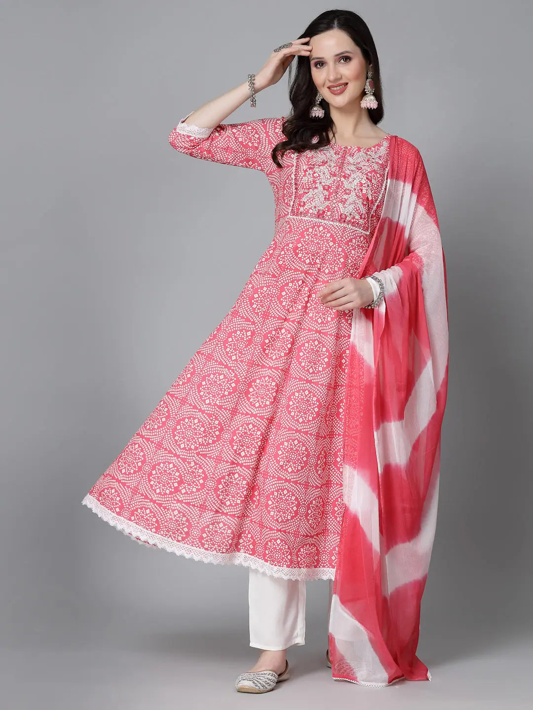 Bandhej Anarkali Kurta Set | Women's Designer Kurta Sets