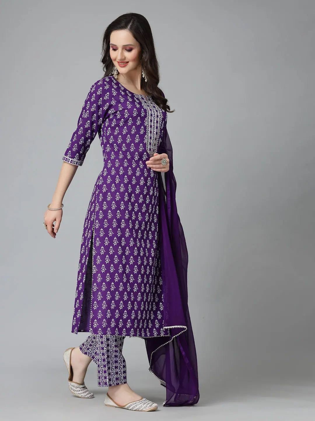 Floral Printed Rayon Kurta Set with Dupatta | Women's Kurta Sets