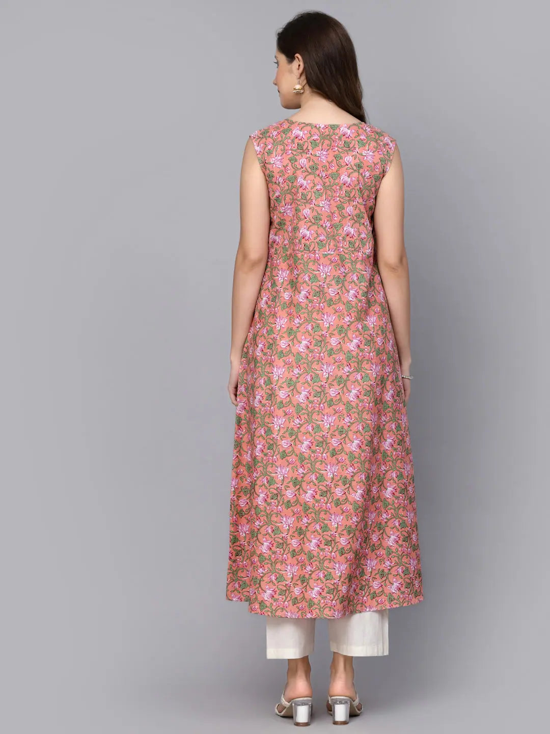 Floral Cotton A-Line Kurta | Stylish Indian Kurta for Ladies