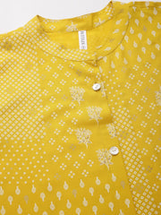 Women's Printed Rayon A-Line Kurta-CELIOMUSTARD36