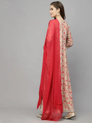 Women's Floral Printed Rayon Anarkali kurta with Dupatta