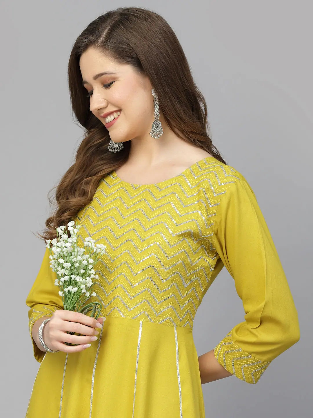 Embroidered Anarkali Kurta - Solid Rayon Kurti for Women Online