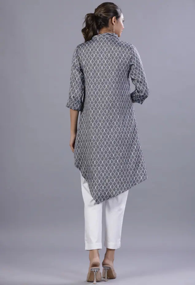 Blue Rayon Asymmetric Indian Kurta for Women - Stylish Kurtis