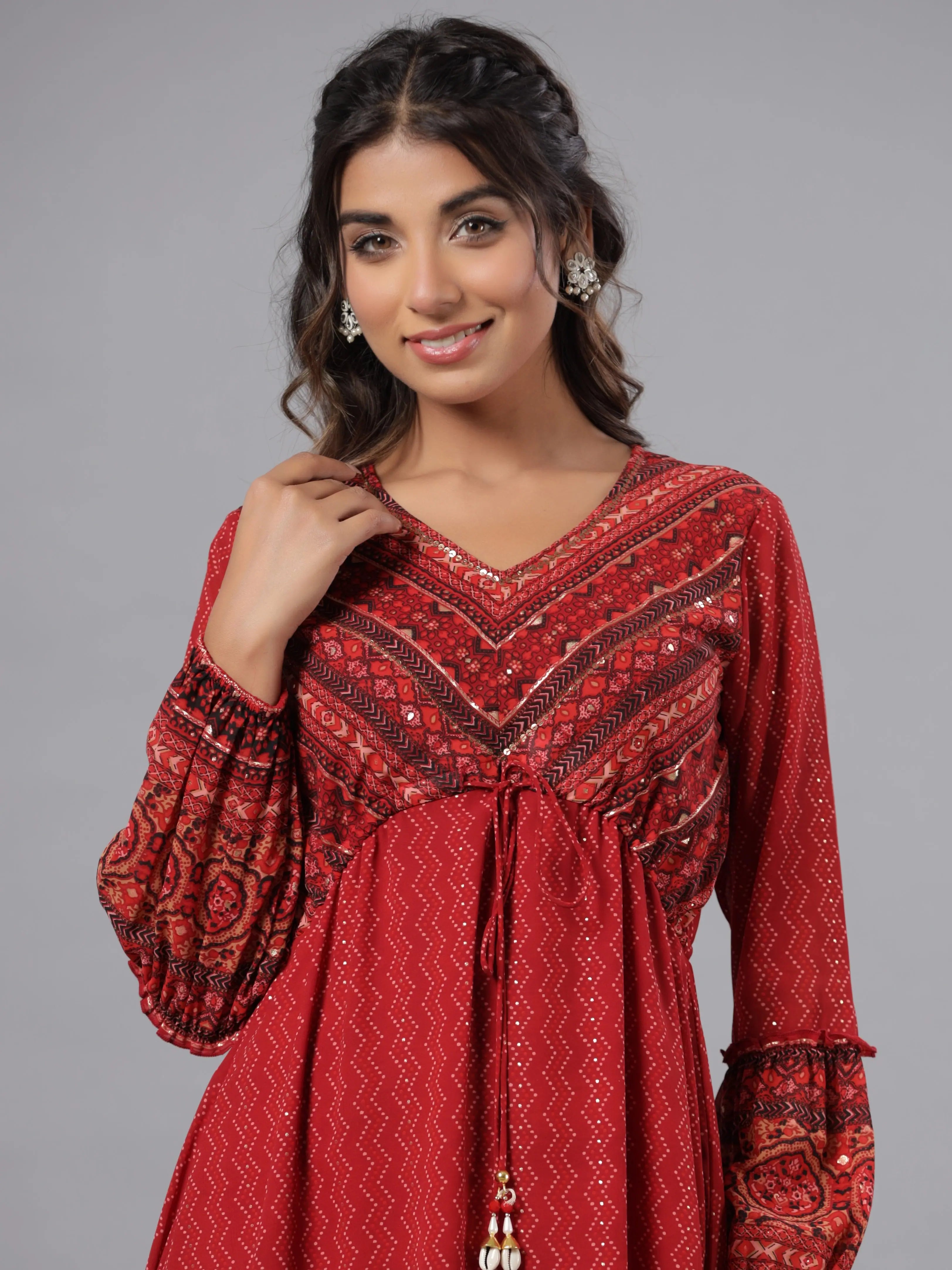 Rust Printed Dress: Stylish Women's Western Clothing Online