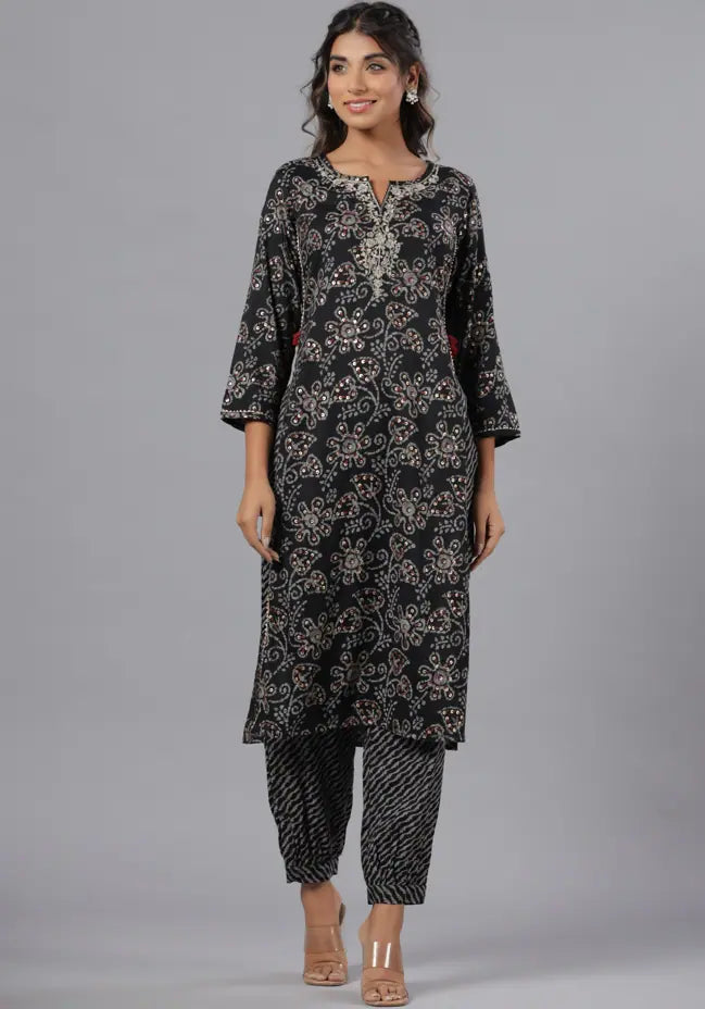 Black Embroidered Kurta Set - Stylish Indian Kurtas for Women