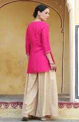 Women Fuchsia Shantoon Embroidered Straight Tunic