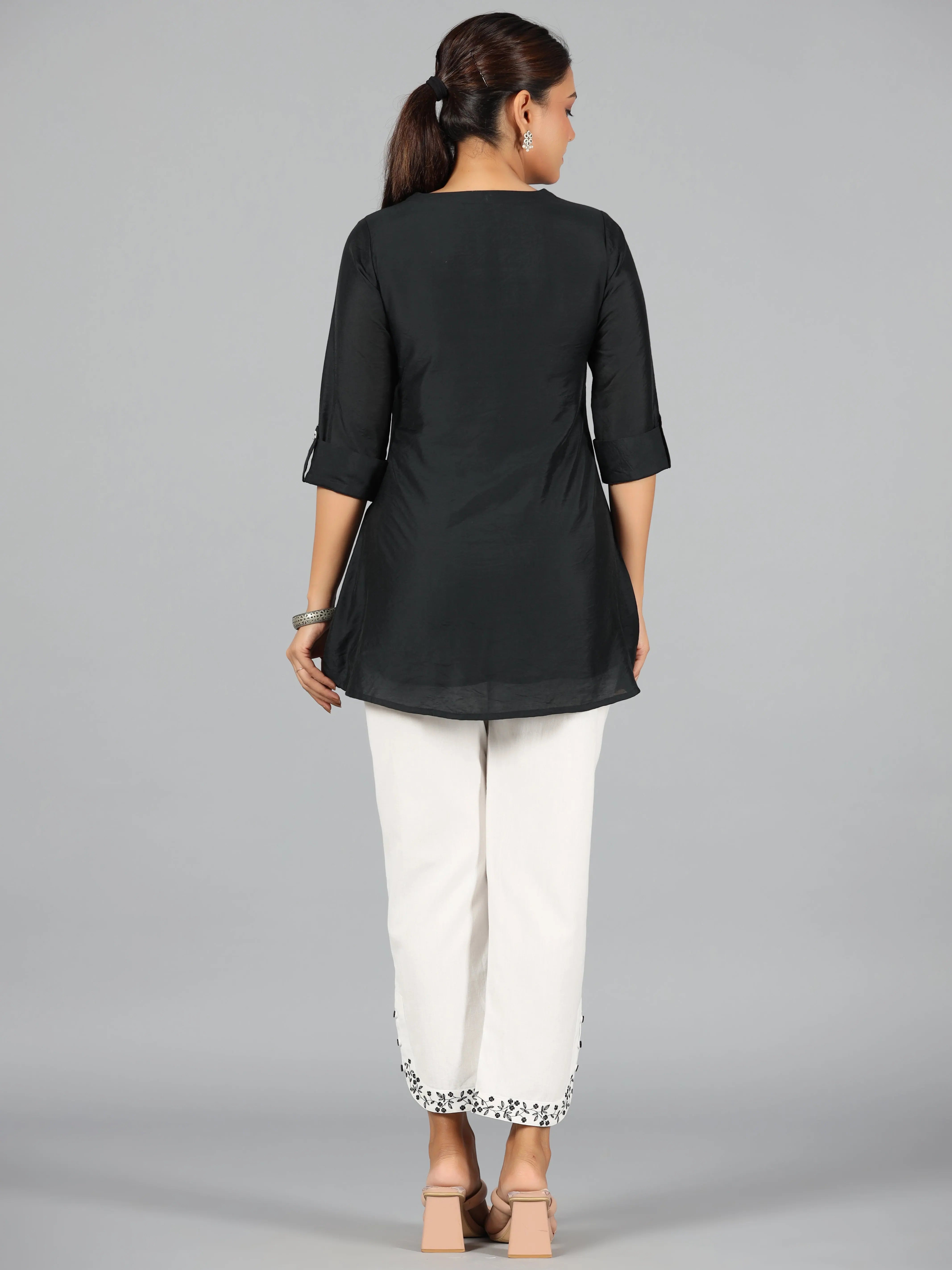 Black Embroidered Women's Jumpsuits - Trendy One-Piece Set