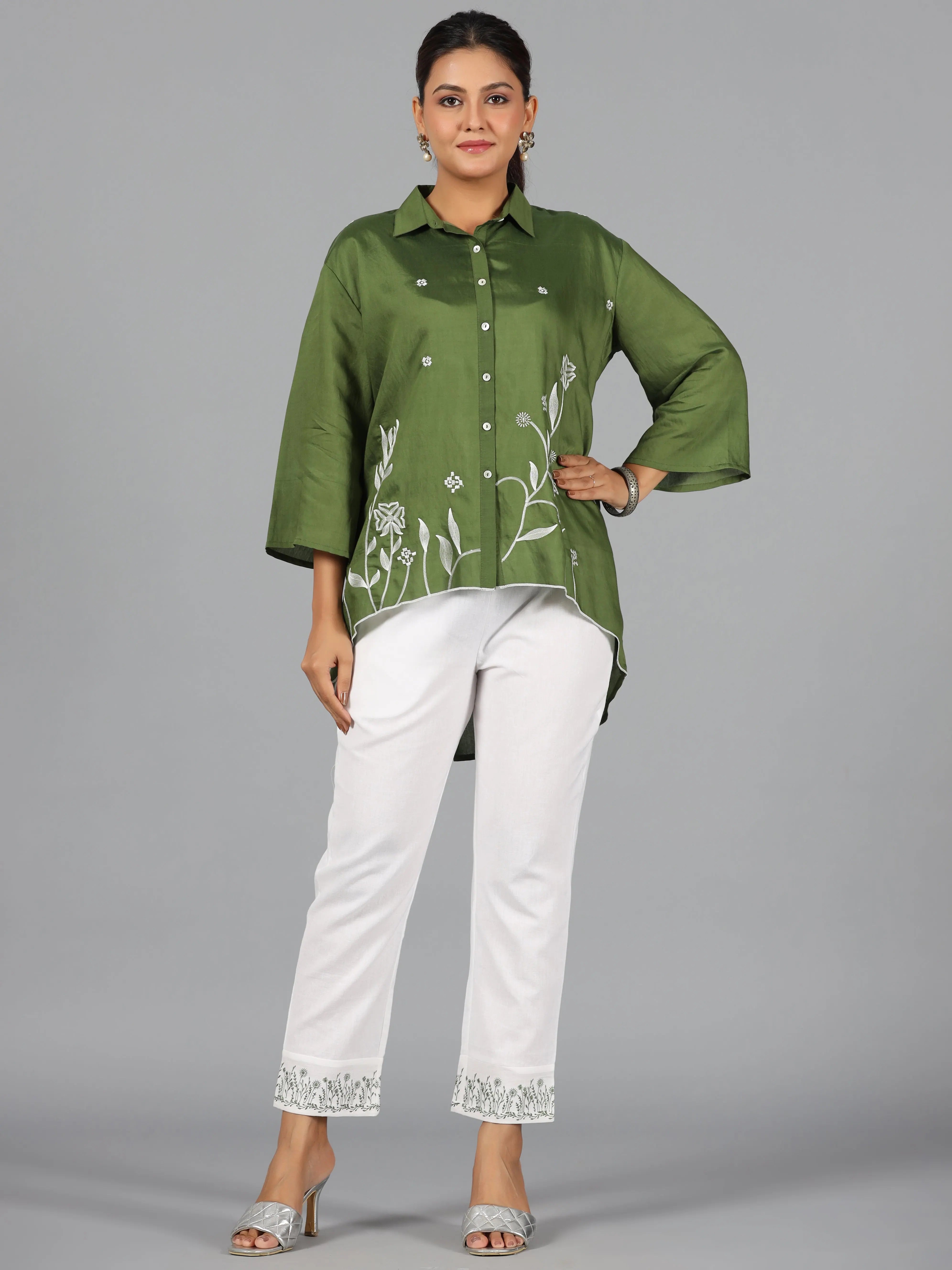 Embroidered Green Jumpsuit Set: Women's Jumpsuit Collection
