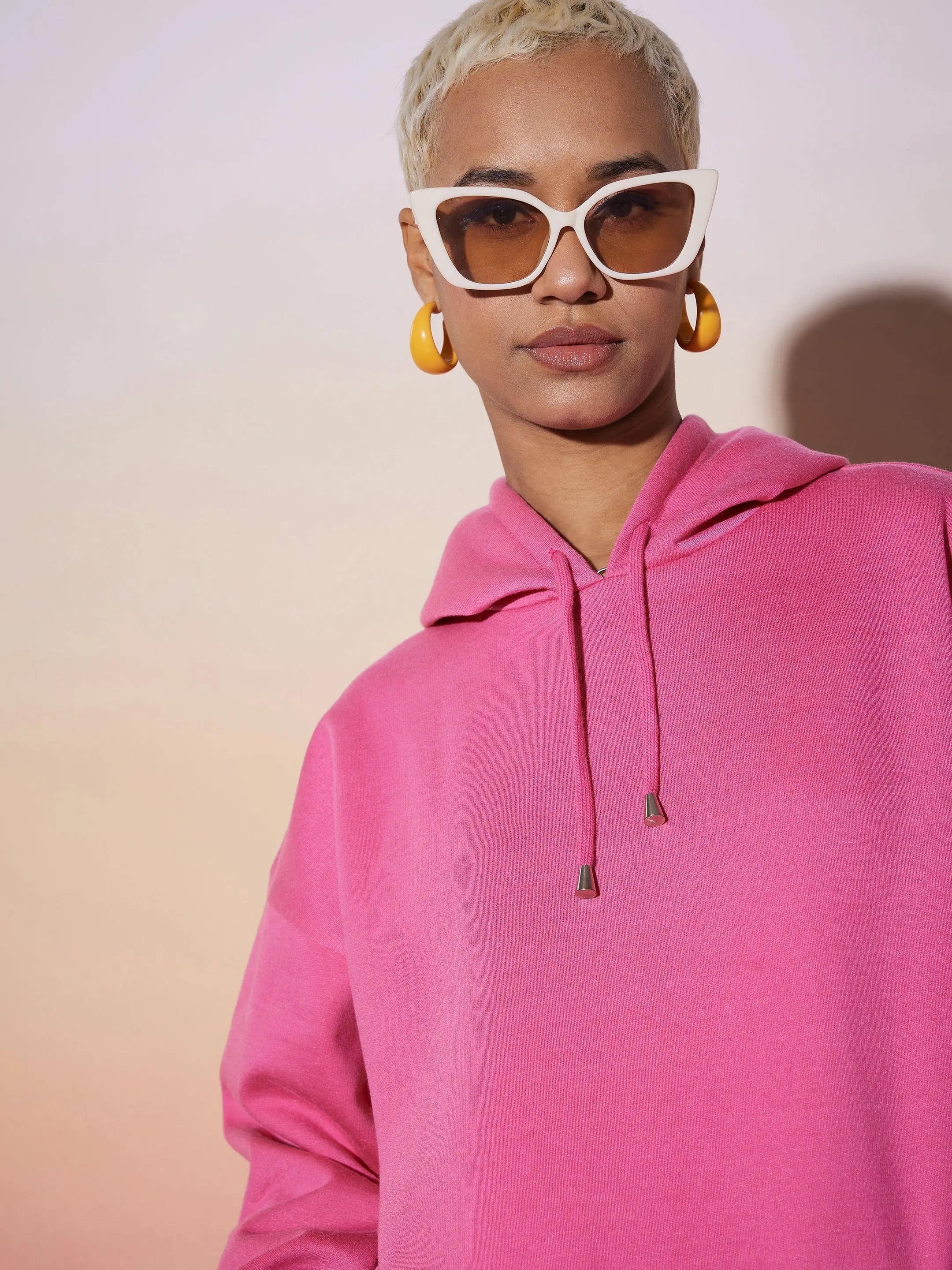 Pink Oversized Hoodie & Wide Leg Pants | Lehenga for Women