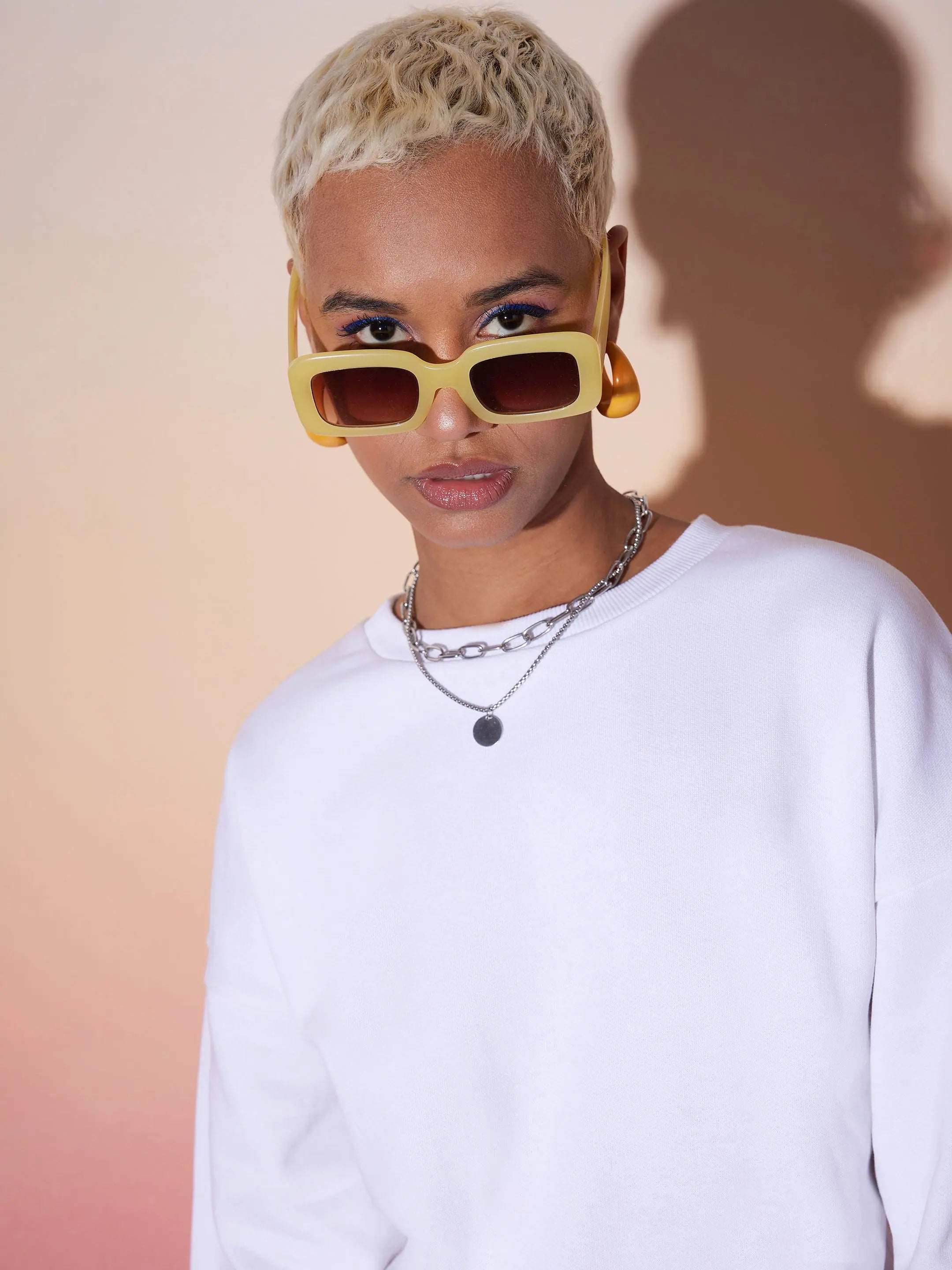 White Oversized Sweatshirt & Wide Leg Pants | Women's Lehenga