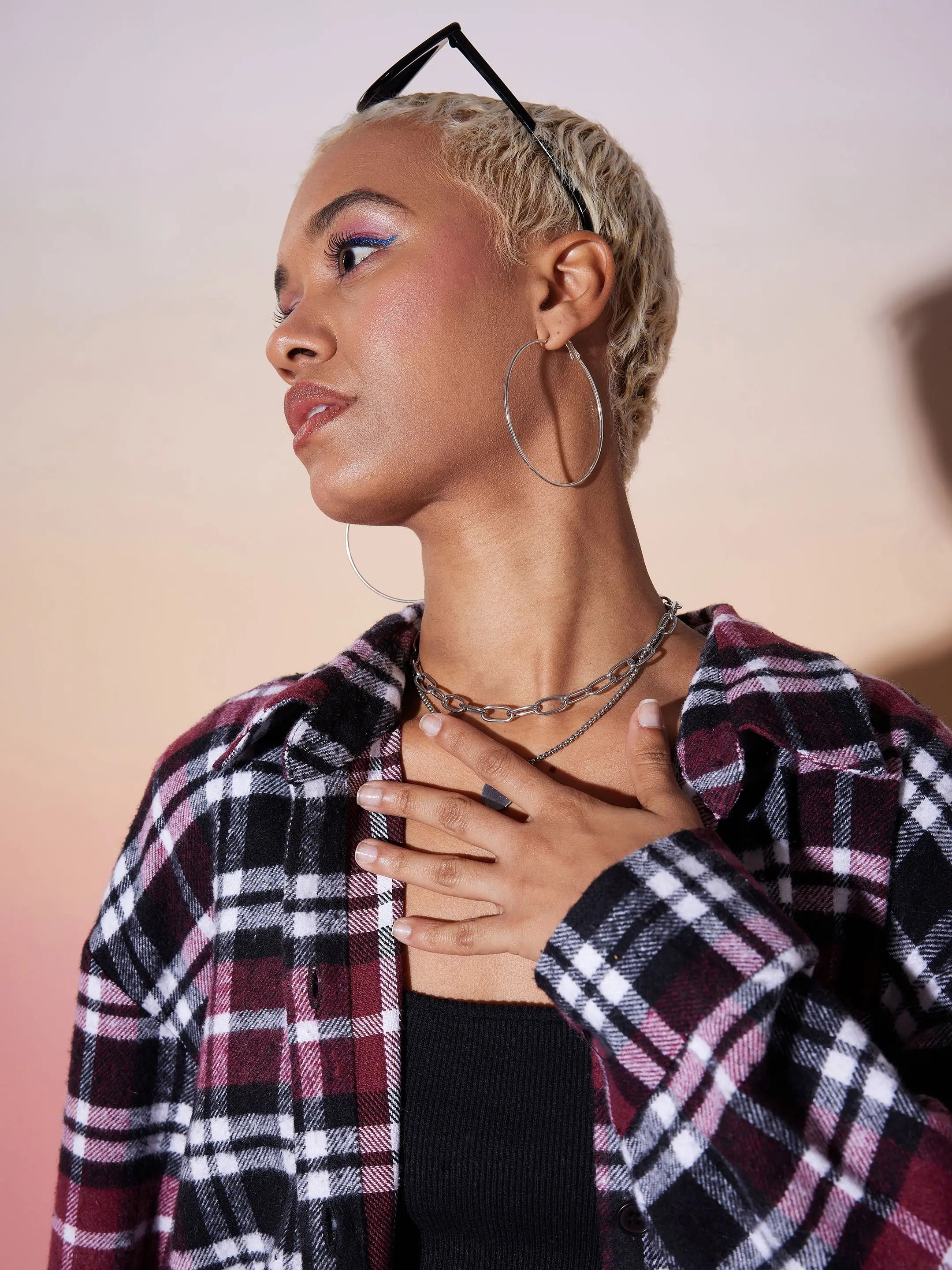 Maroon & White Checkered Lounge Set | Women's Cotton Comfort