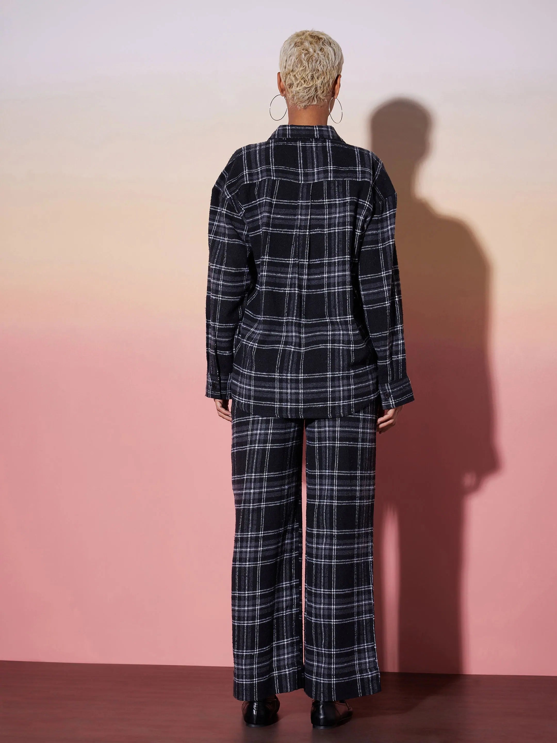 Black Check Shirt & Lounge Pants | Women's Designer Lehenga