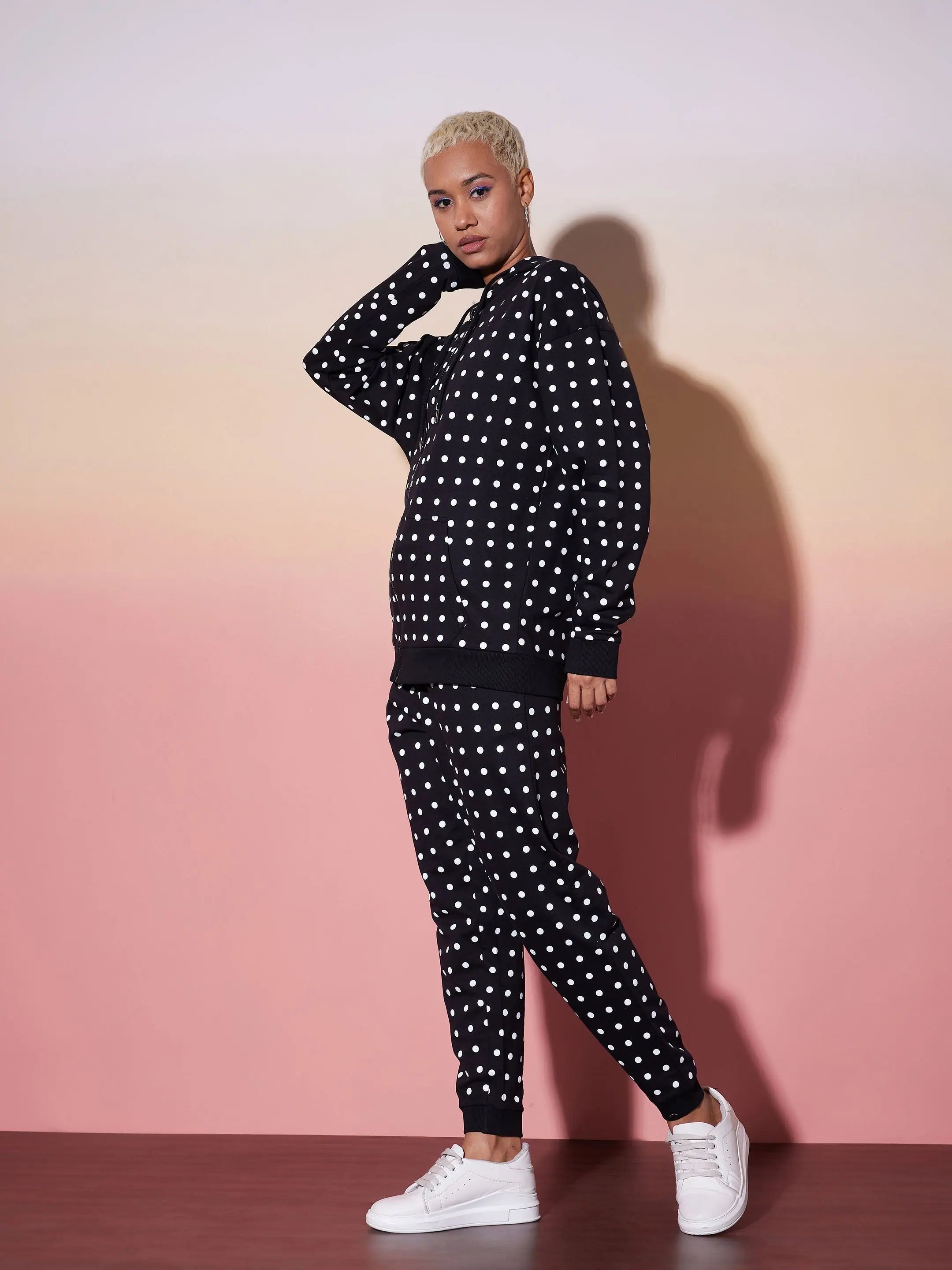 Polka Dot Hoodie & Jogger Set - Women's Western Clothing