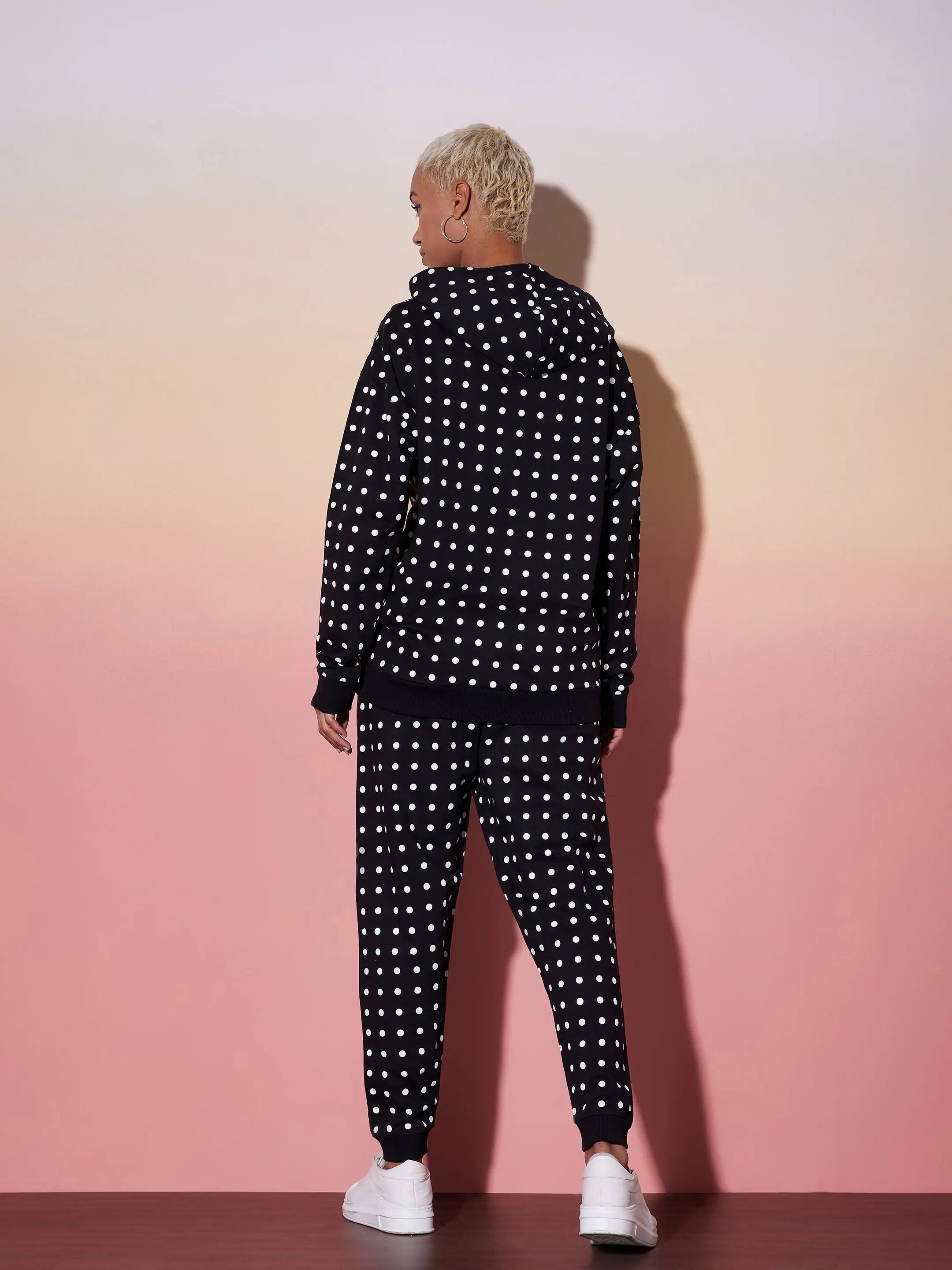 Polka Dot Hoodie & Jogger Set - Women's Western Clothing