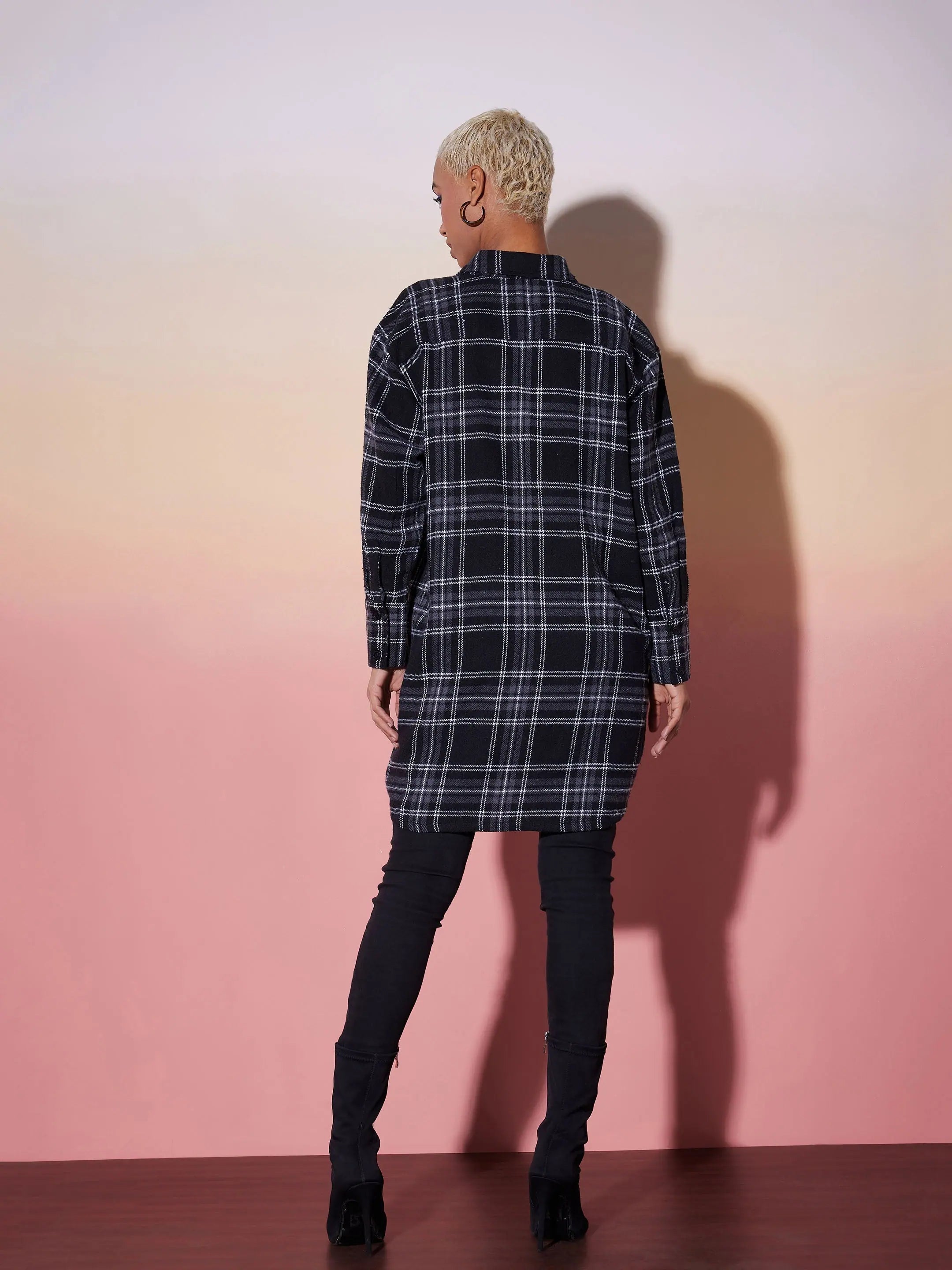 Black & White Check Lounge Shirt Dress | Women's Western Wear