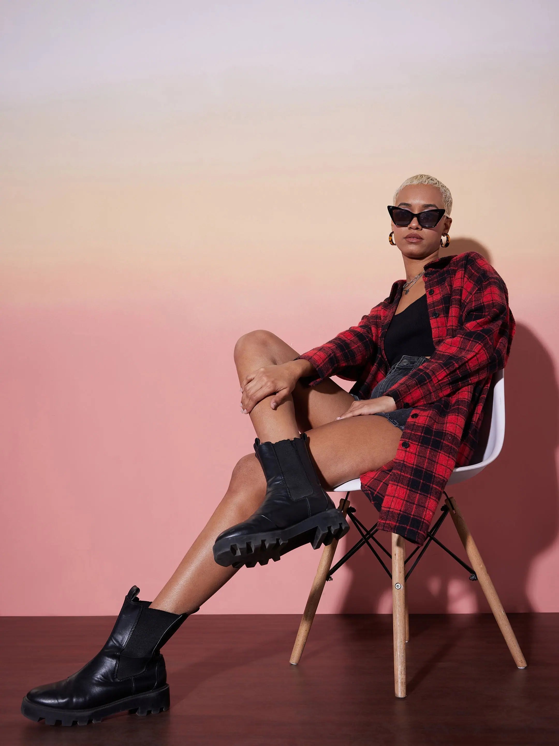 Check Lounge Shirt Dress - Party Wear Lehenga Alternative