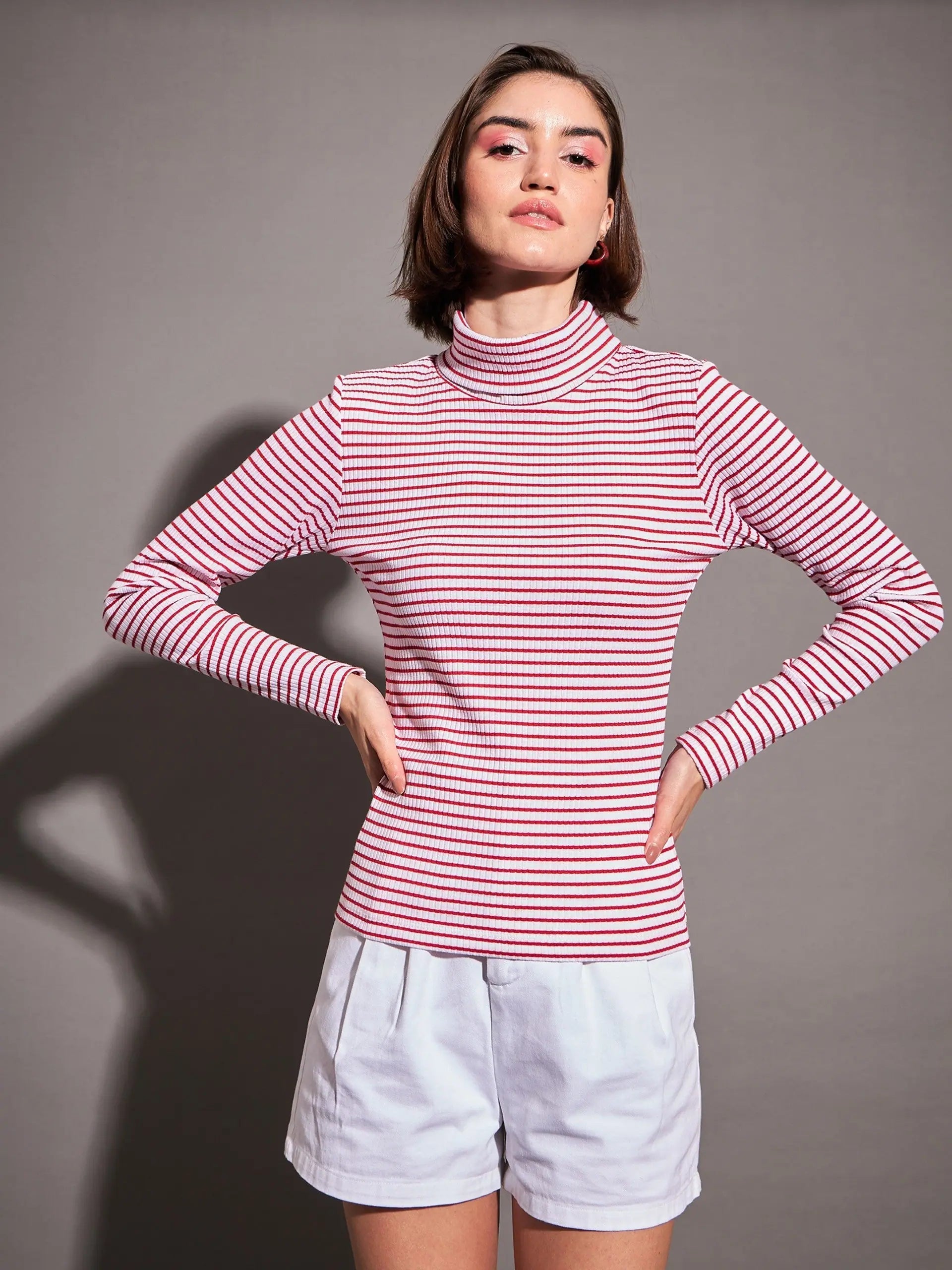 Red & White Striped Rib Top | Women's Western Wear