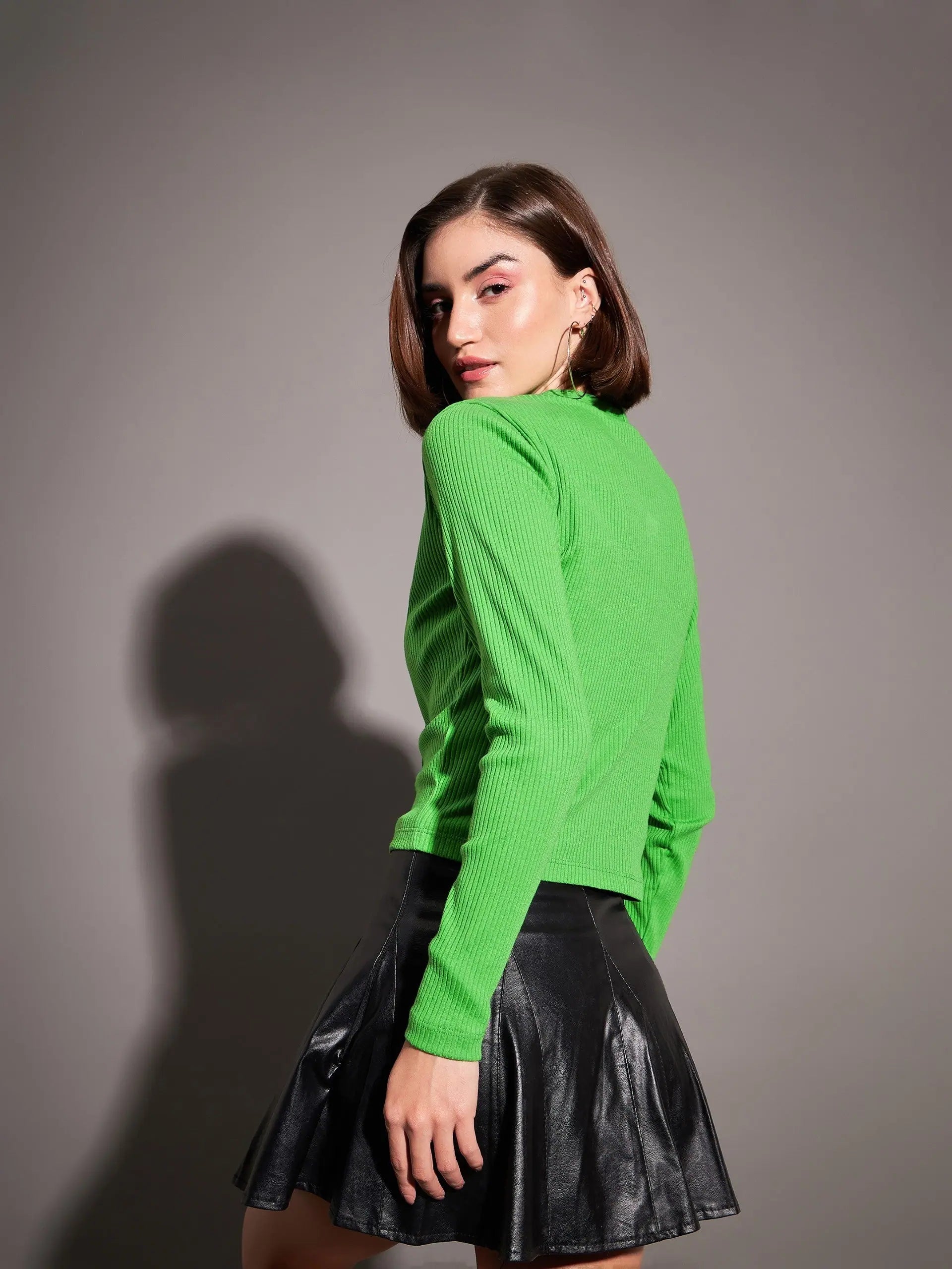 Green Rib Cardigan Top | Women's Western Outfits for Women