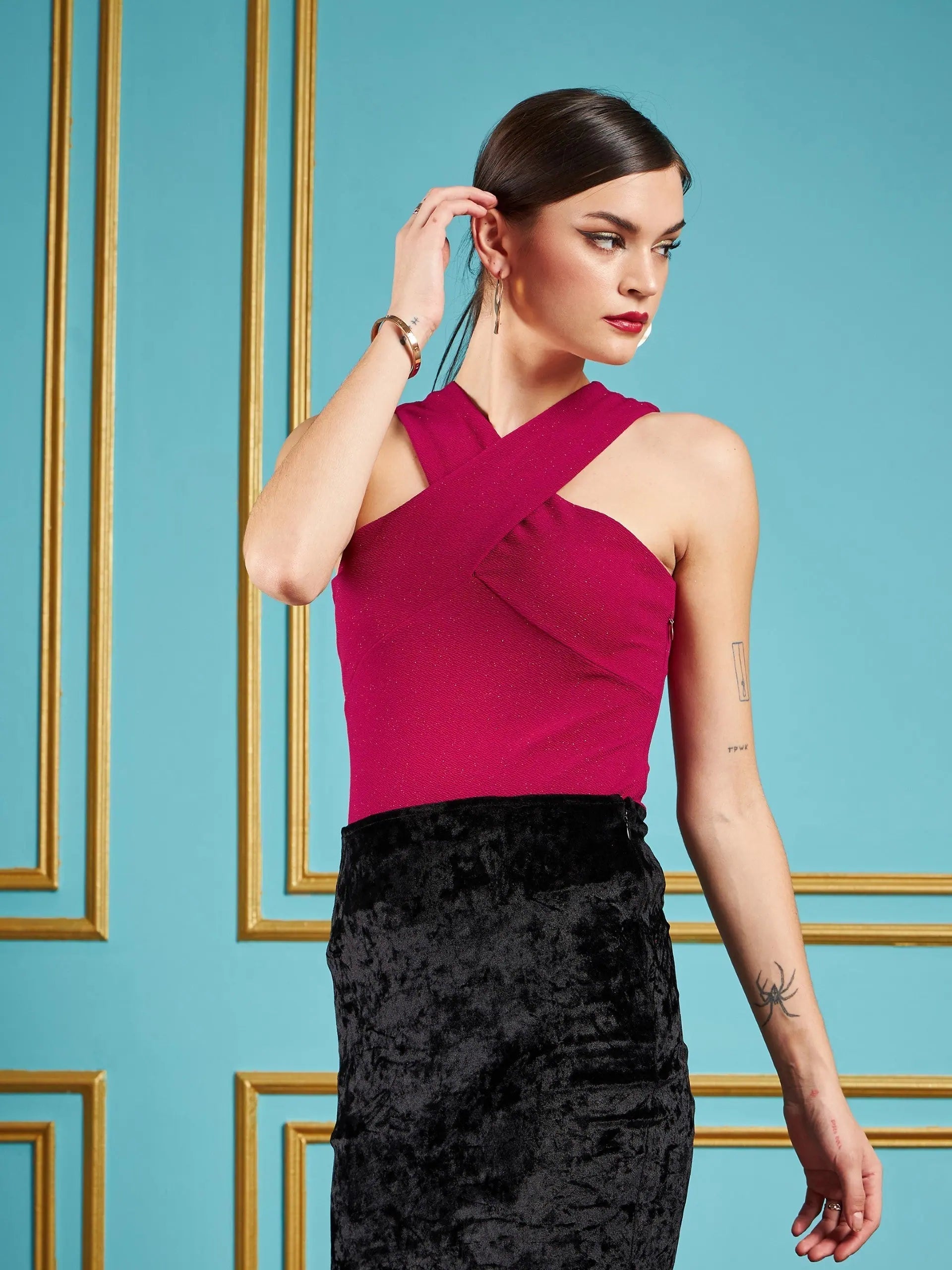 Red Halter Neck Top | Women's Western Wear Outfits