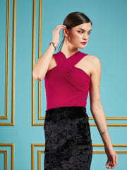 Women Red Halter Neck Top