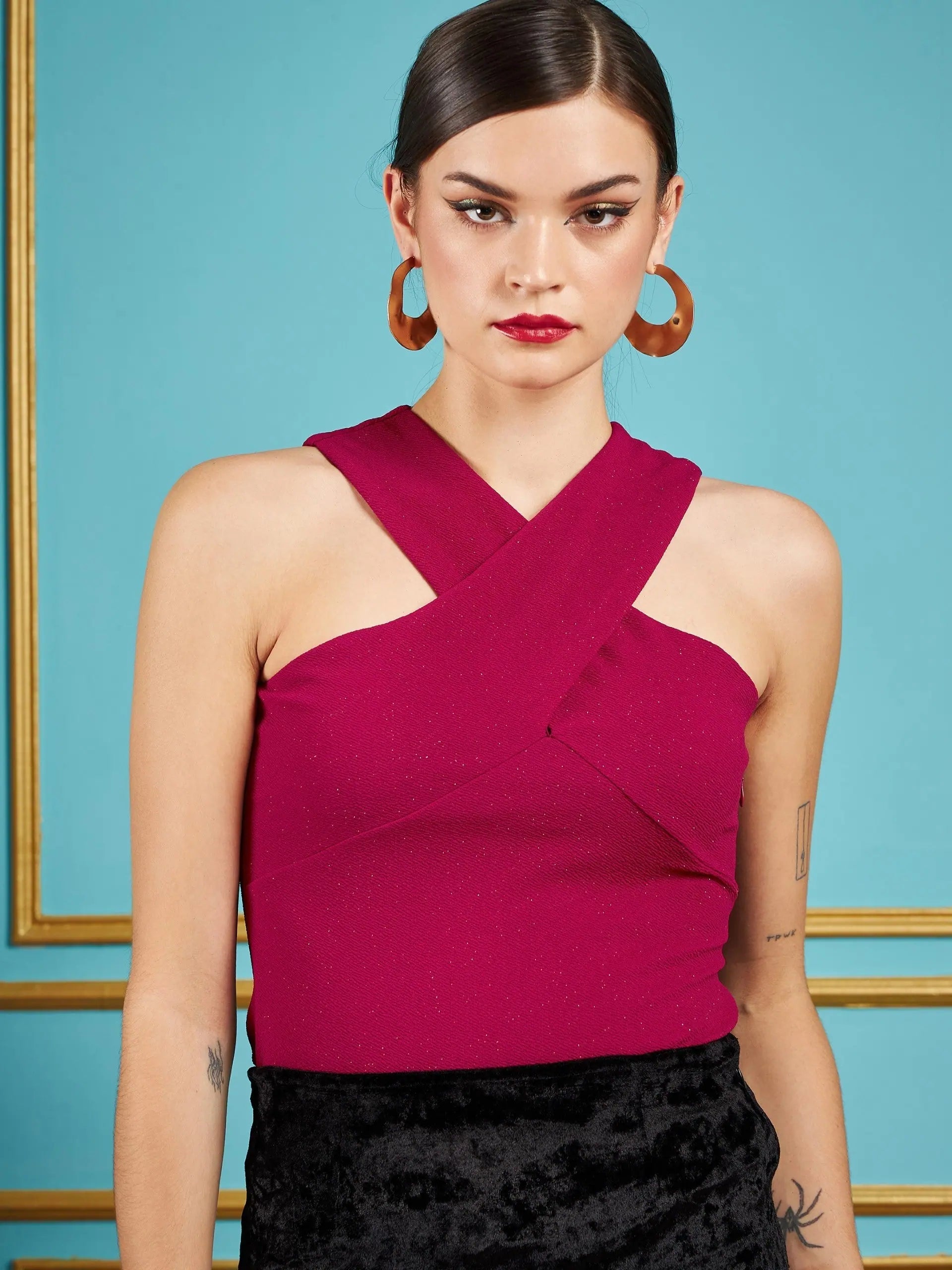 Red Halter Neck Top | Women's Western Wear Outfits