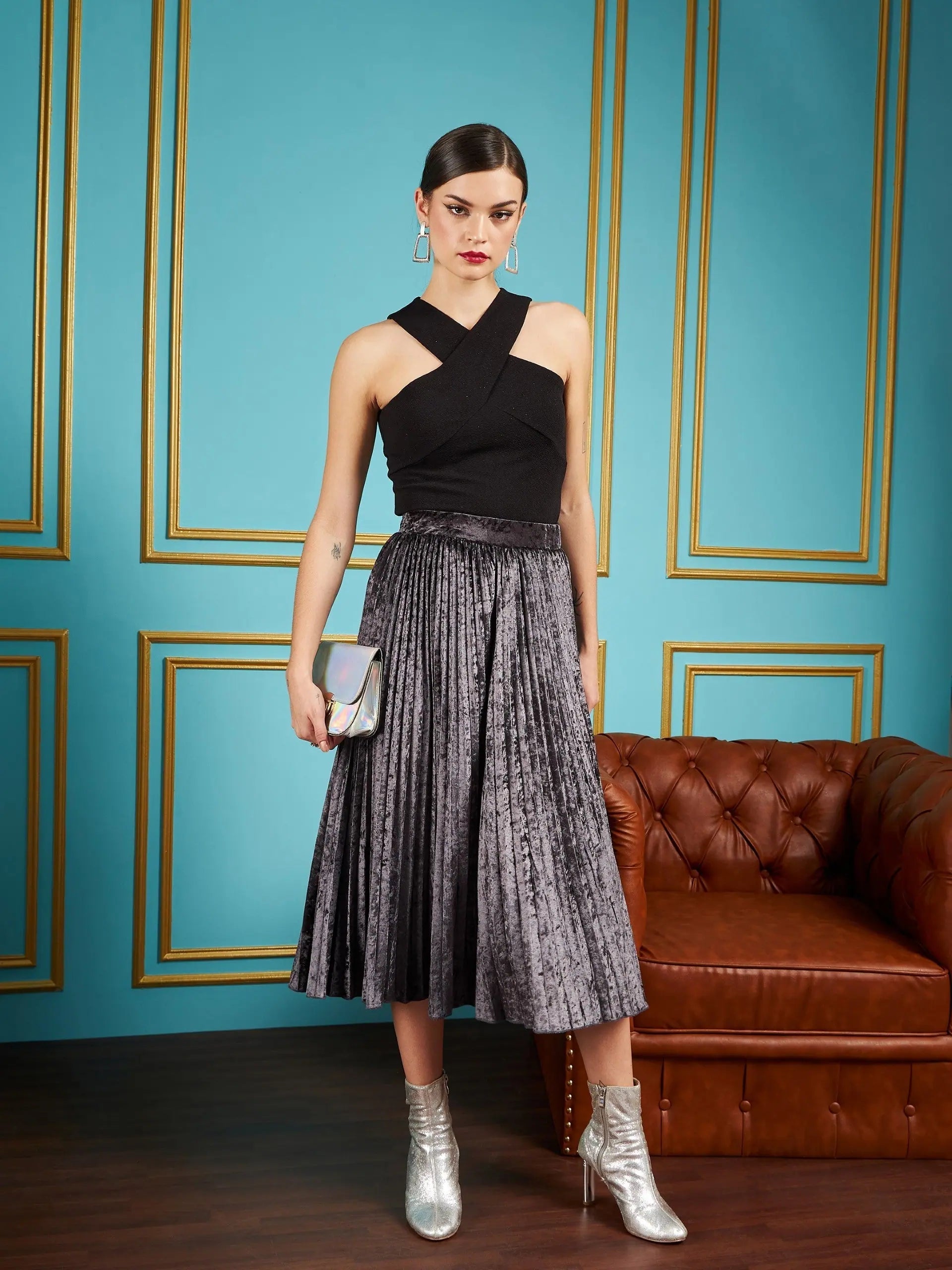 Black Halter Neck Top - Stylish Women's Western Wear Outfits