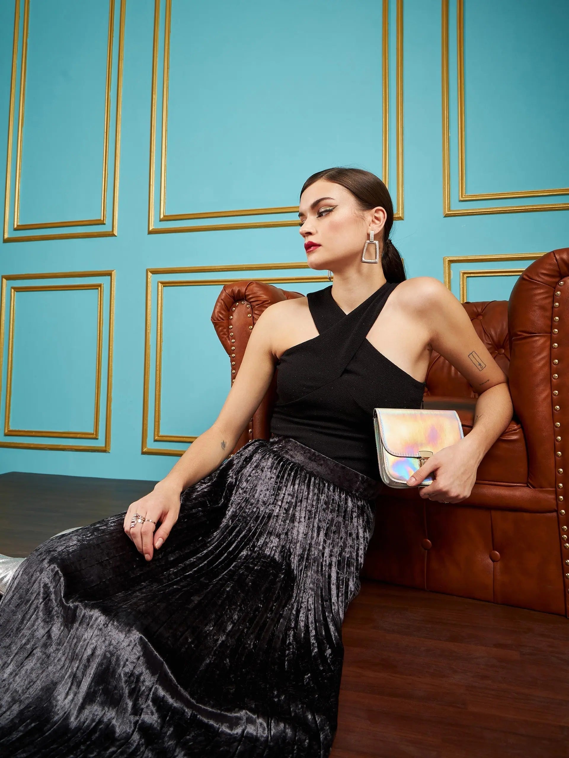 Black Halter Neck Top - Stylish Women's Western Wear Outfits