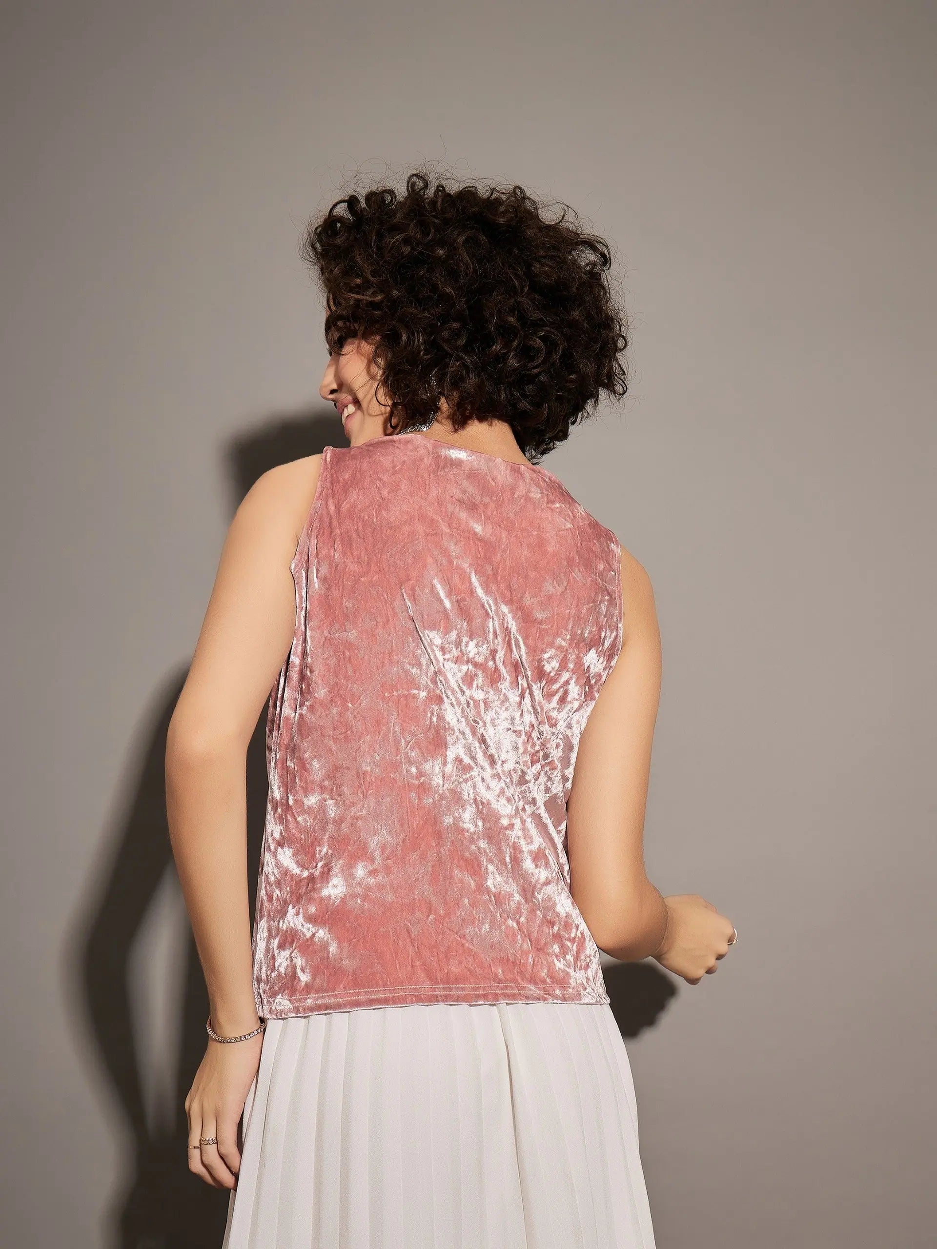 Pink Velvet Cowl Neck Top | Women's Western Wear Outfits