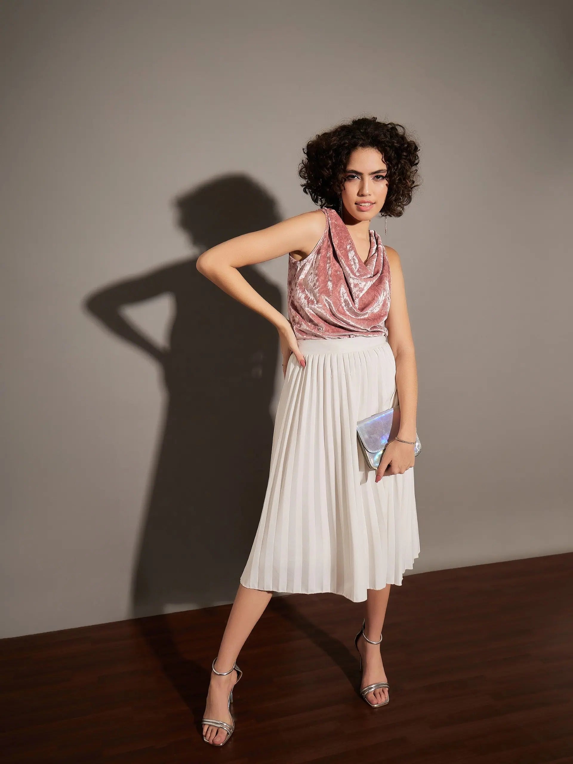 Pink Velvet Cowl Neck Top | Women's Western Wear Outfits