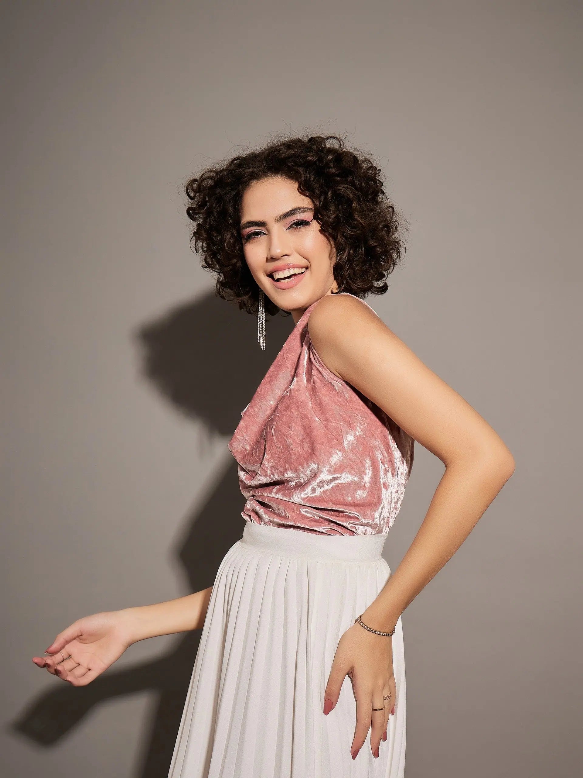 Pink Velvet Cowl Neck Top | Women's Western Wear Outfits